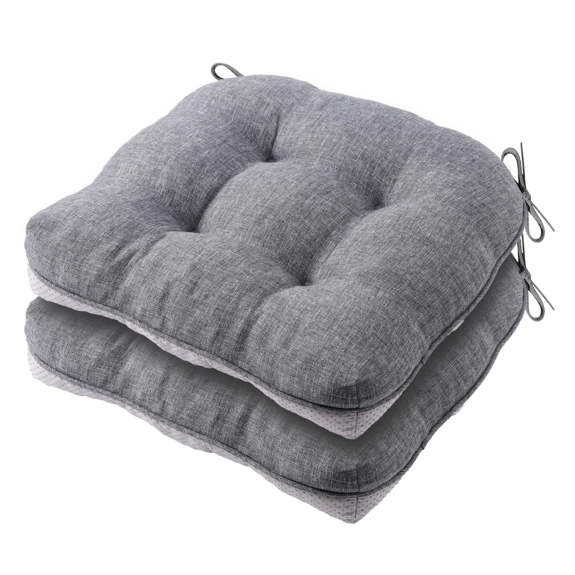 Battilo Chair Cushions for Dining Chairs, 2 Pack, 15.5"x15.5"x4", Dark Grey