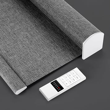 ZSTARR Motorized Roller Blinds with Remote Control, Blackout Smart Window Shade,Tuya App Control,Compatible with Alexa Google via Hub, Rechargeable Electric Blinds for Windows Customized SizeGrey