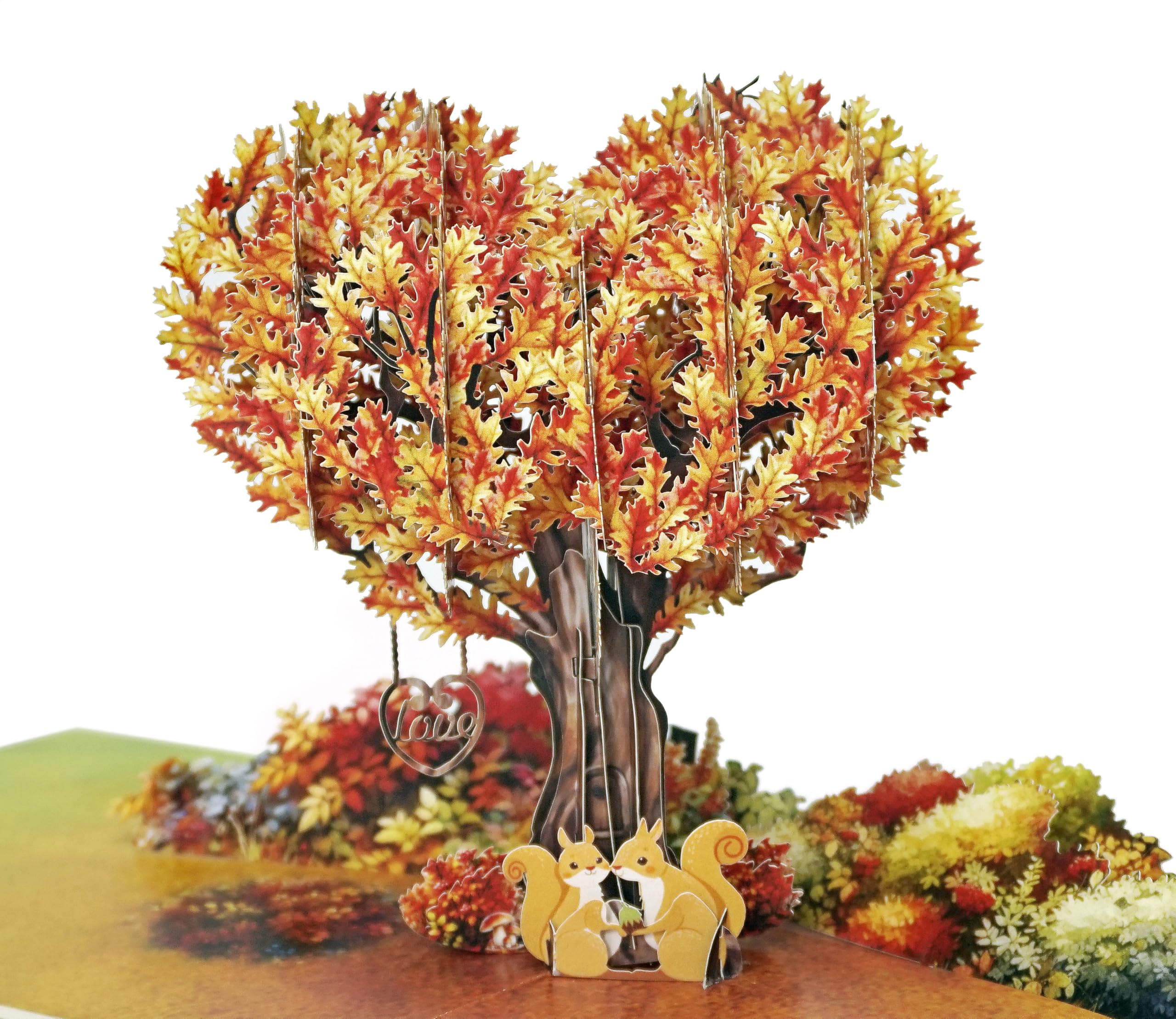 CUT POPUP.COM CUTPOPUP Anniversary Card Pop Up, Valentines Day Cards, Wedding, Engagement, 3D Greeting Card (Autumn Love Tree & Squirrel Couple)