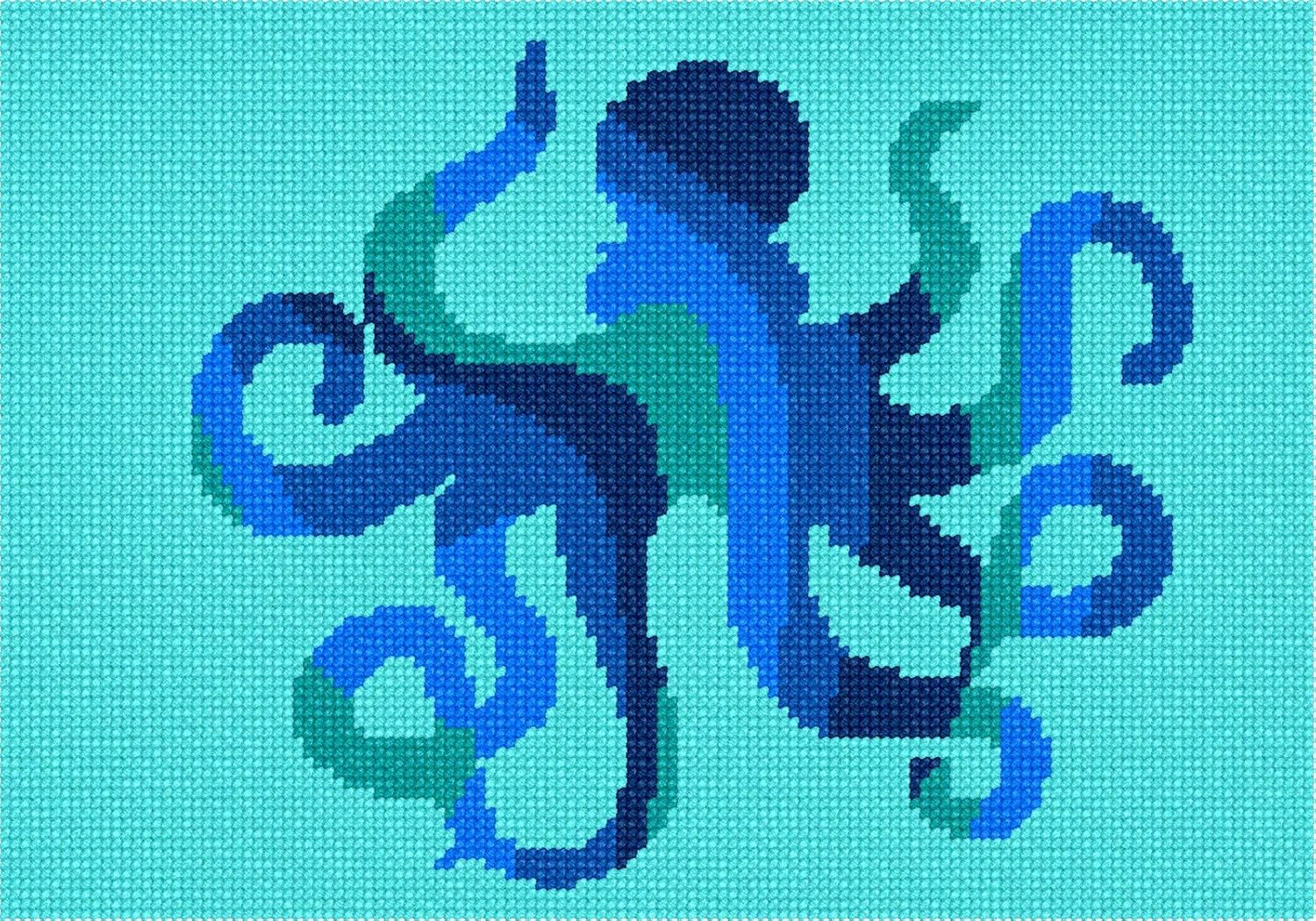 Pepita Needlepoint Canvas: Octopus Ocean Palette, 10 x 7