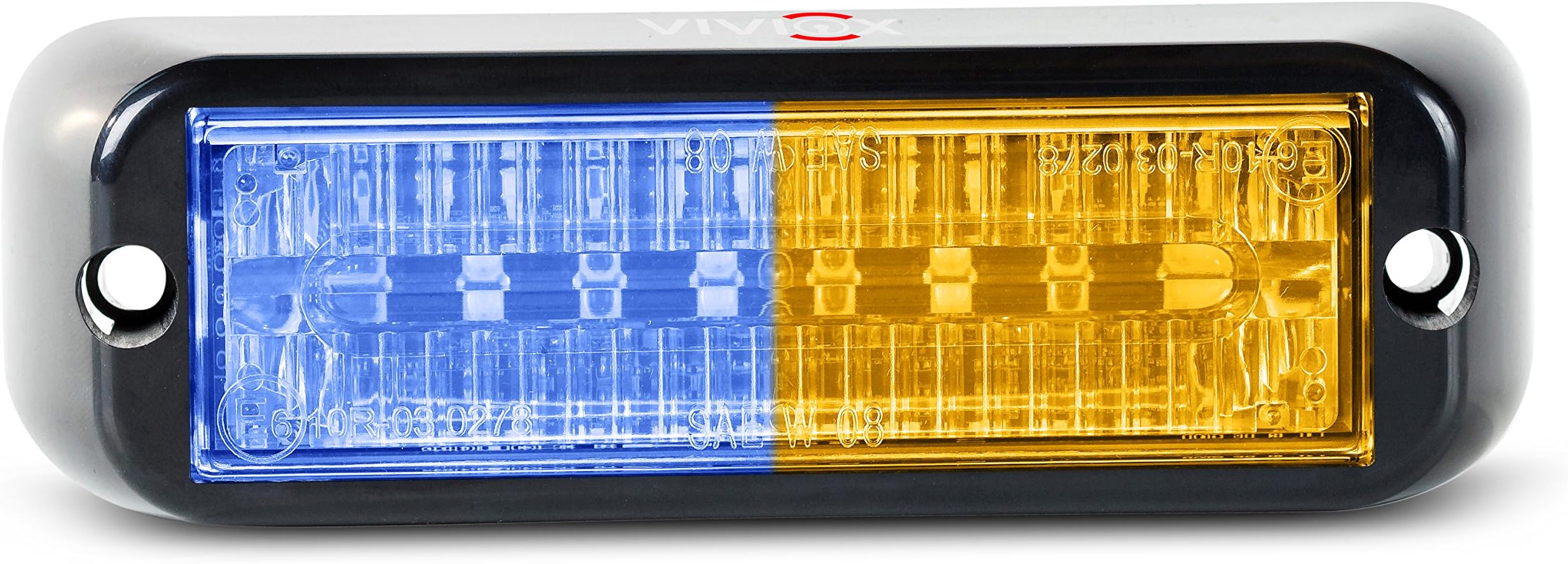 VIVIOX Intensity Grill Light 8 LED Police, EMS or Fire Emergency Vehicle Auto Light Head - A4800-BLUE/AMBER