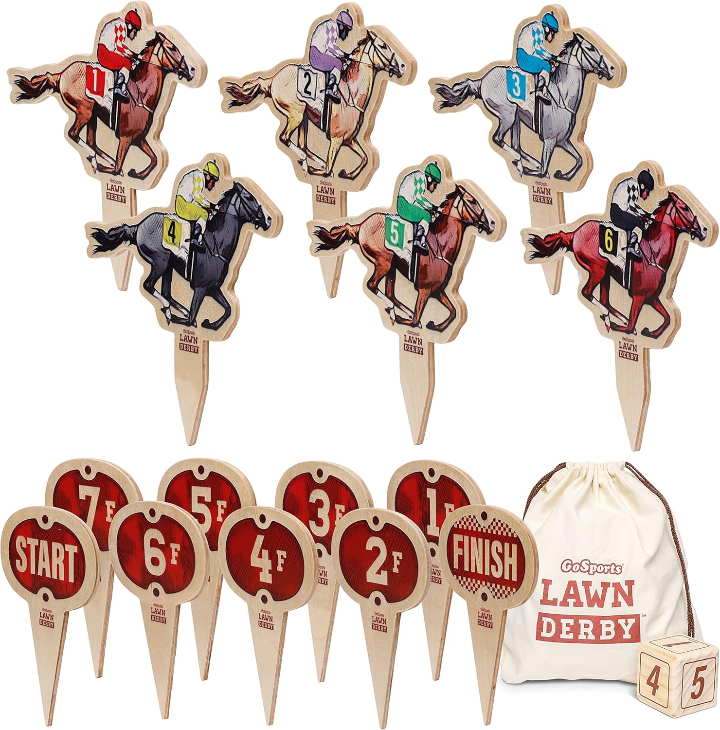 GoSports Lawn Derby Outdoor Horse Race Dice Game : Toys & Games