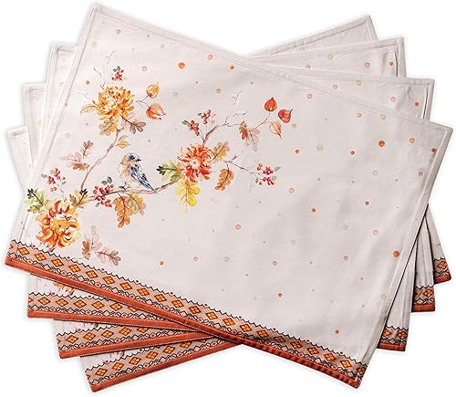 Maison d' Hermine - Juego de 4 manteles individuales, 100% algodón, decorativos y lavables para regalos, cocina, bodas, restaurantes, campamentos,