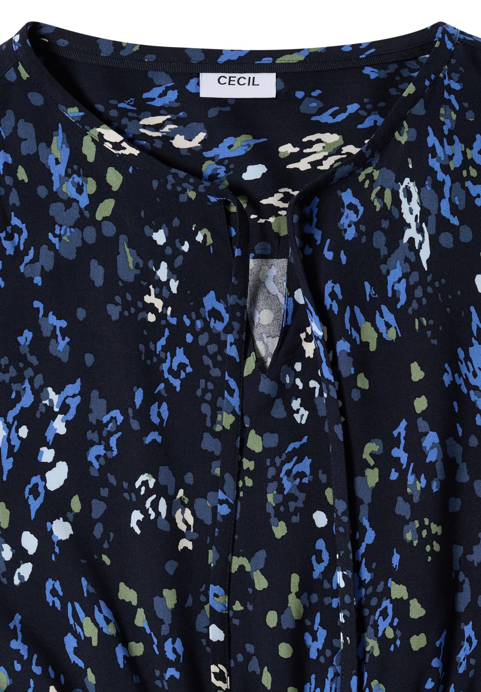 Cecil Damen 1409492 Midikleid mit Split Neck und Print (1er Pack)