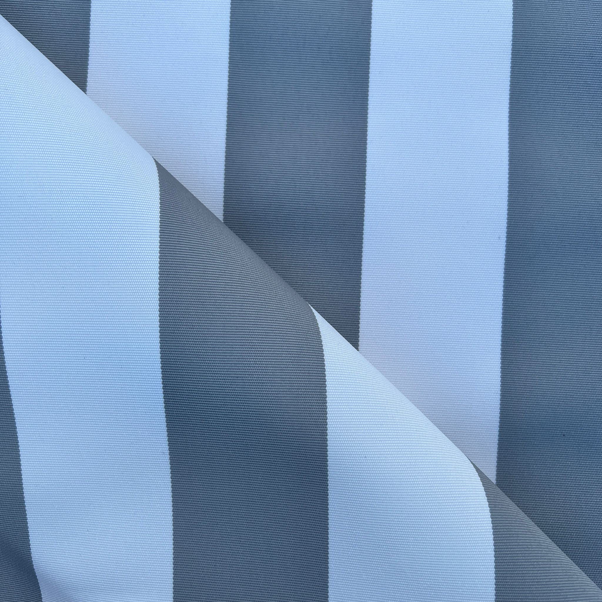 Striped Tough UV Resistant Water Resistant Heavy Duty Outdoor Canvas Gazebo Awning Deckchair Cushion Fabric Material | 60" - 150 cm Wide (per Metre, Silver)