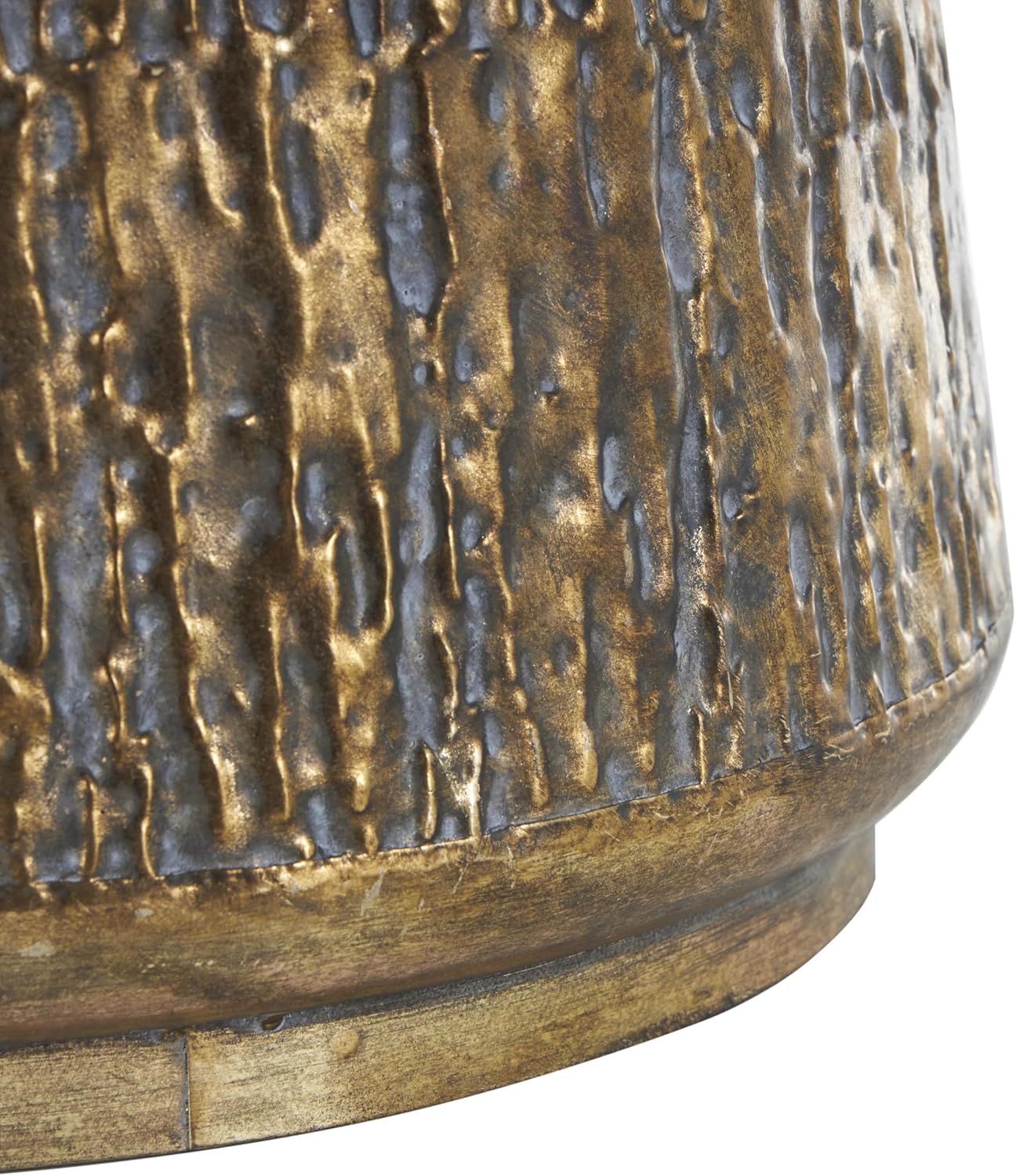 Deco 79 Metal Abstract Indoor Outdoor Planter Textured Small Planter Pot with Gray Weathered Spots and Ring Handles, Set of 2 Planters 16", 12" W, Brass
