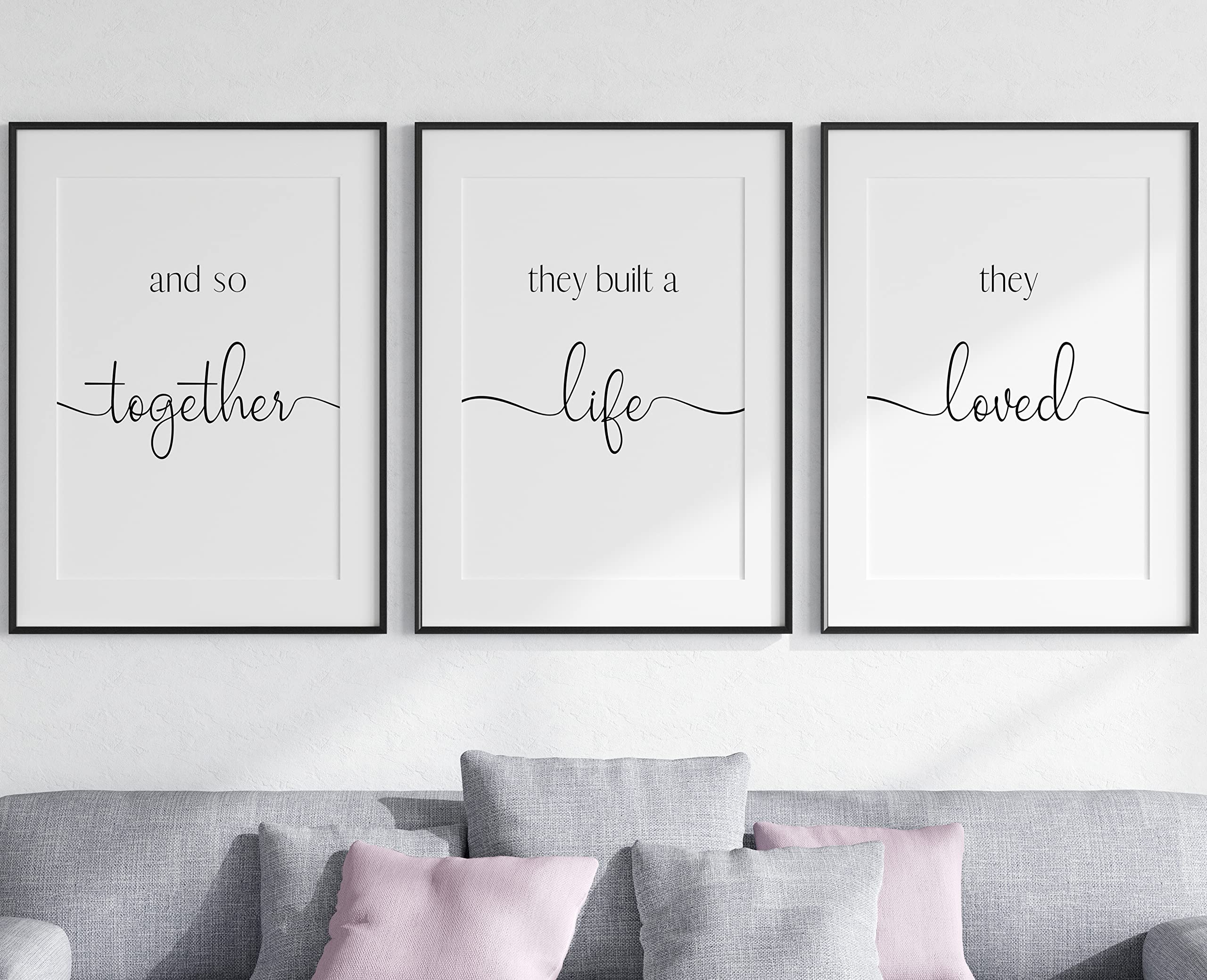 Family Quote set of 3 Unframed Prints, Together They Built A Life They Loved Home Wall Art Decor, Family Art Poster