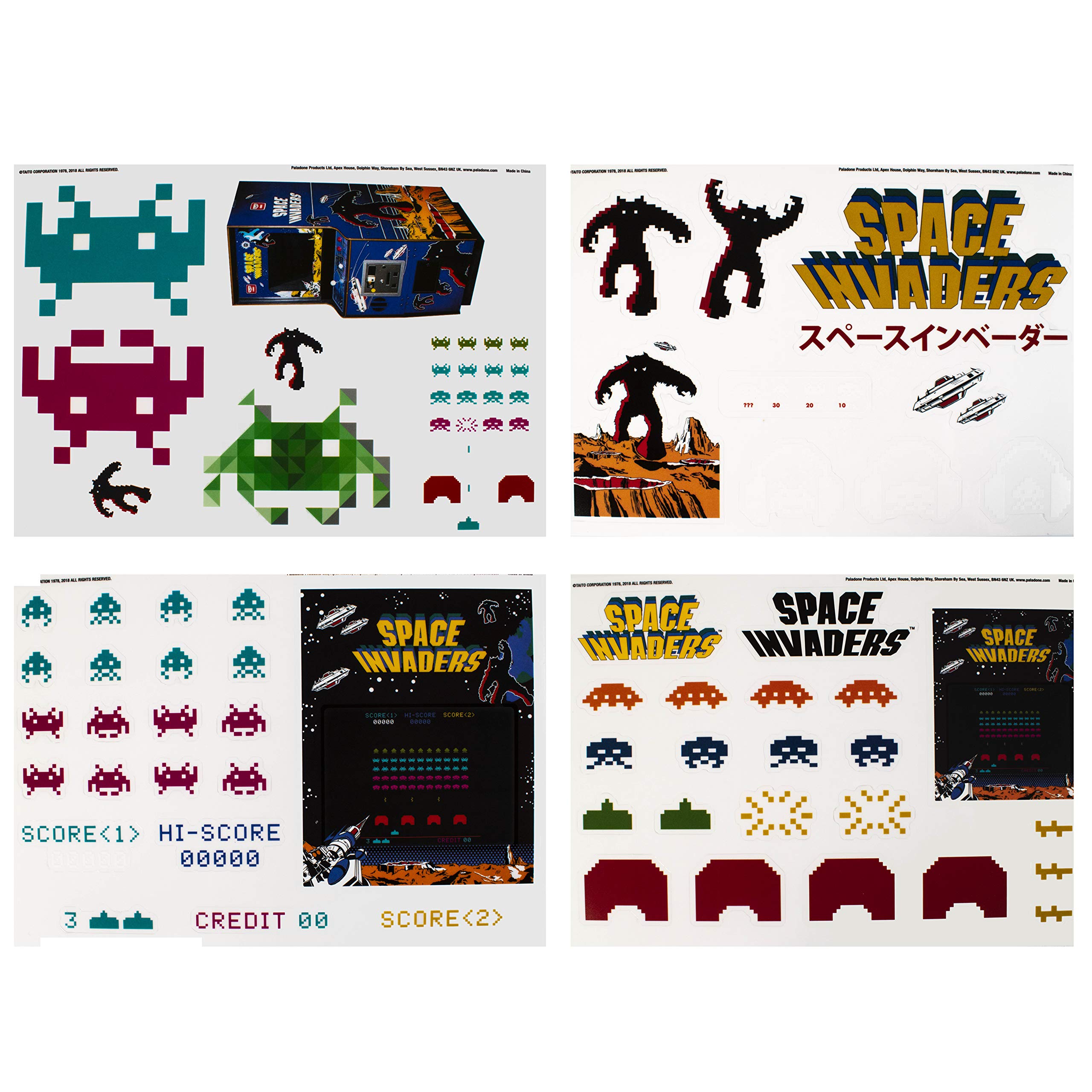 Paladone Space Invaders Gadget Decals, Vinyl-Aufkleber, 4 Bögen, default_no_selection_value, 15 x 21 x 1 cm