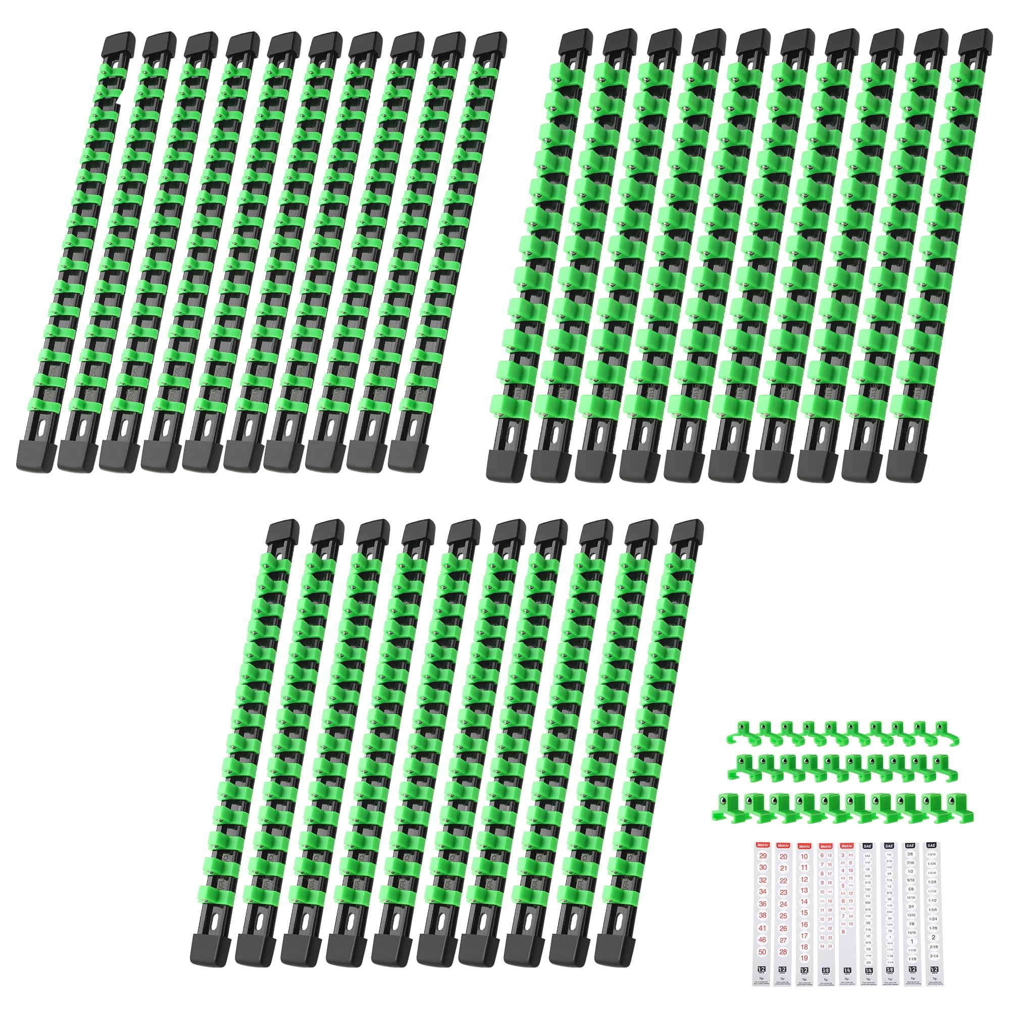 Reniteco 30-Pack Socket Organizer, 1/4" x 160 3/8" x 150 1/2" x 120 Clips