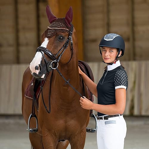 Miniatura 7 de HORZE Clermont - Brida ergonómica acolchada de cuero genuino para caballos  Banda nasal flash incluida