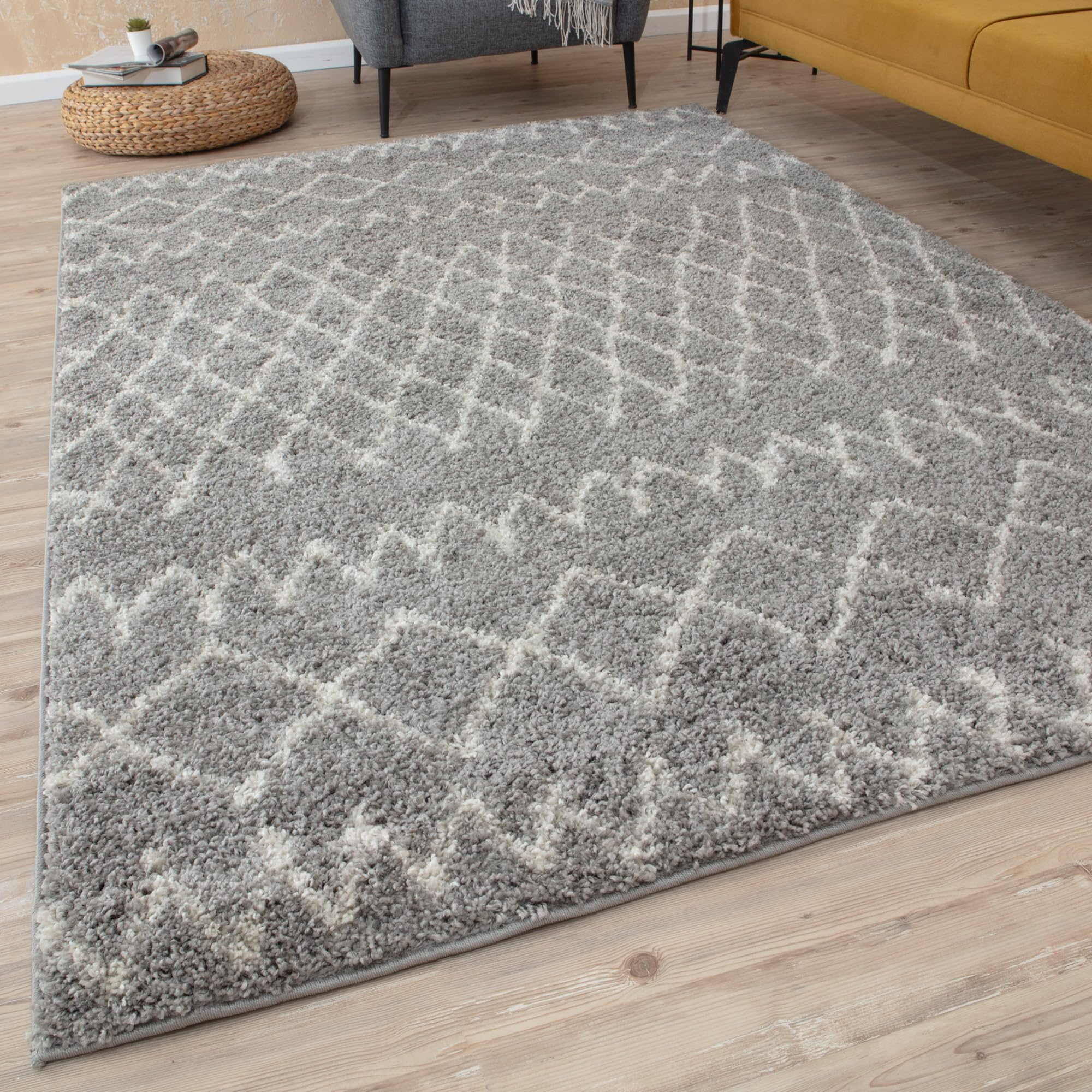 The Rugs Grey Moroccan Shaggy Rug | 910 - 80X300 Cm