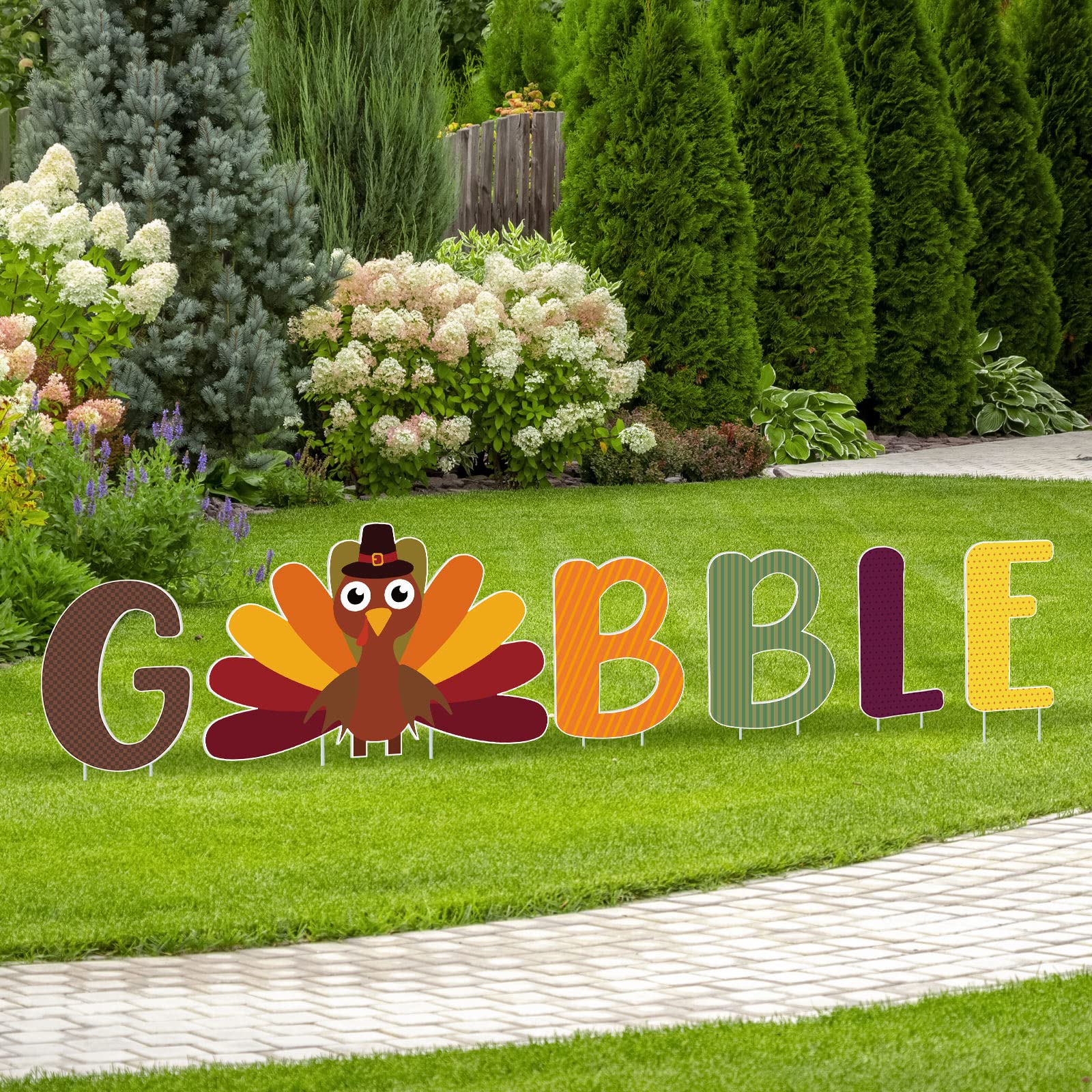 6 Pcs Thanksgiving Yard Sign Gobble Thanksgiving Outdoor Lawn Decorations Gobble Turkey Thanksgiving Decorations Cute Outside Turkey Decoration Thanksgiving Yard Stakes for Fall Fall Thanksgiving