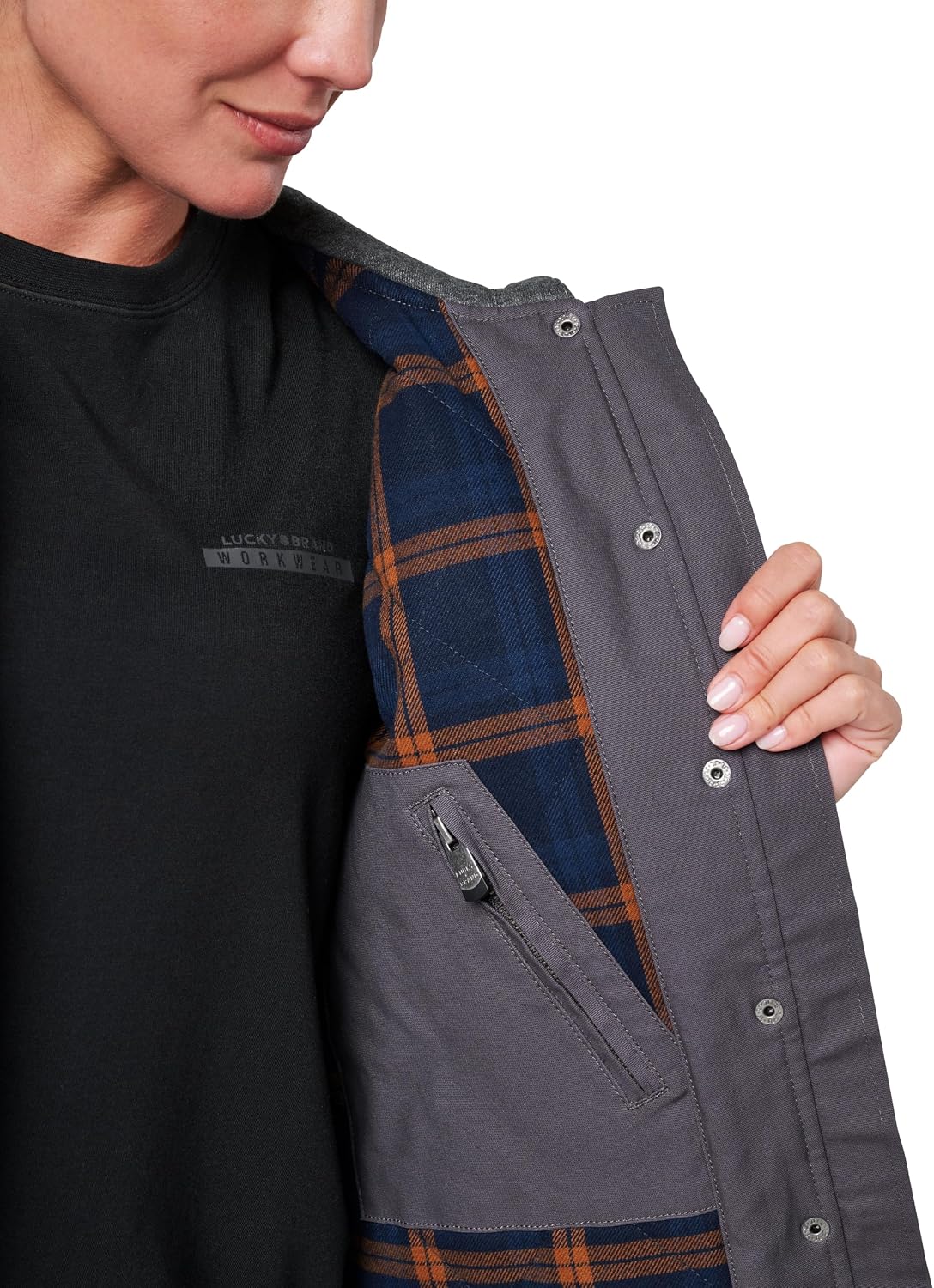 Lucky Brand womens Women's Shirt Jacket With Fleece Hood and Quilted Lining