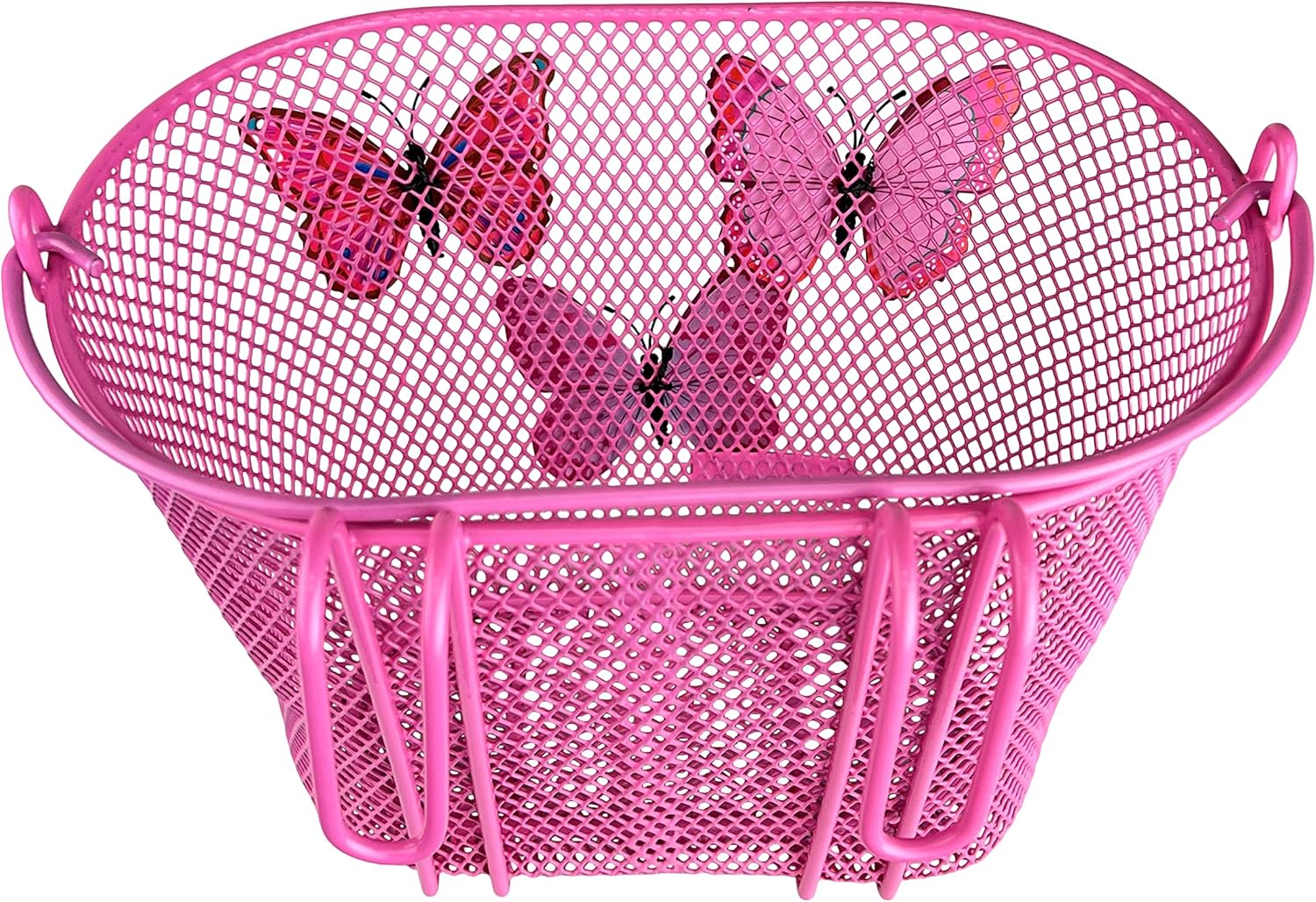 Biria Basket with Hooks, Front, Removable, Children Wire Mesh Small Kids Bicycle Basket, Purple,Pink, White Butterfly. New