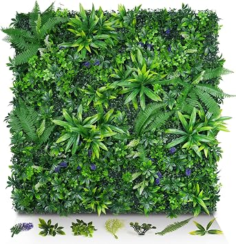 Artificial Grass Wall Panels 20"x20" 16pcs Hedge Greenery Backdrop, UV-Anti