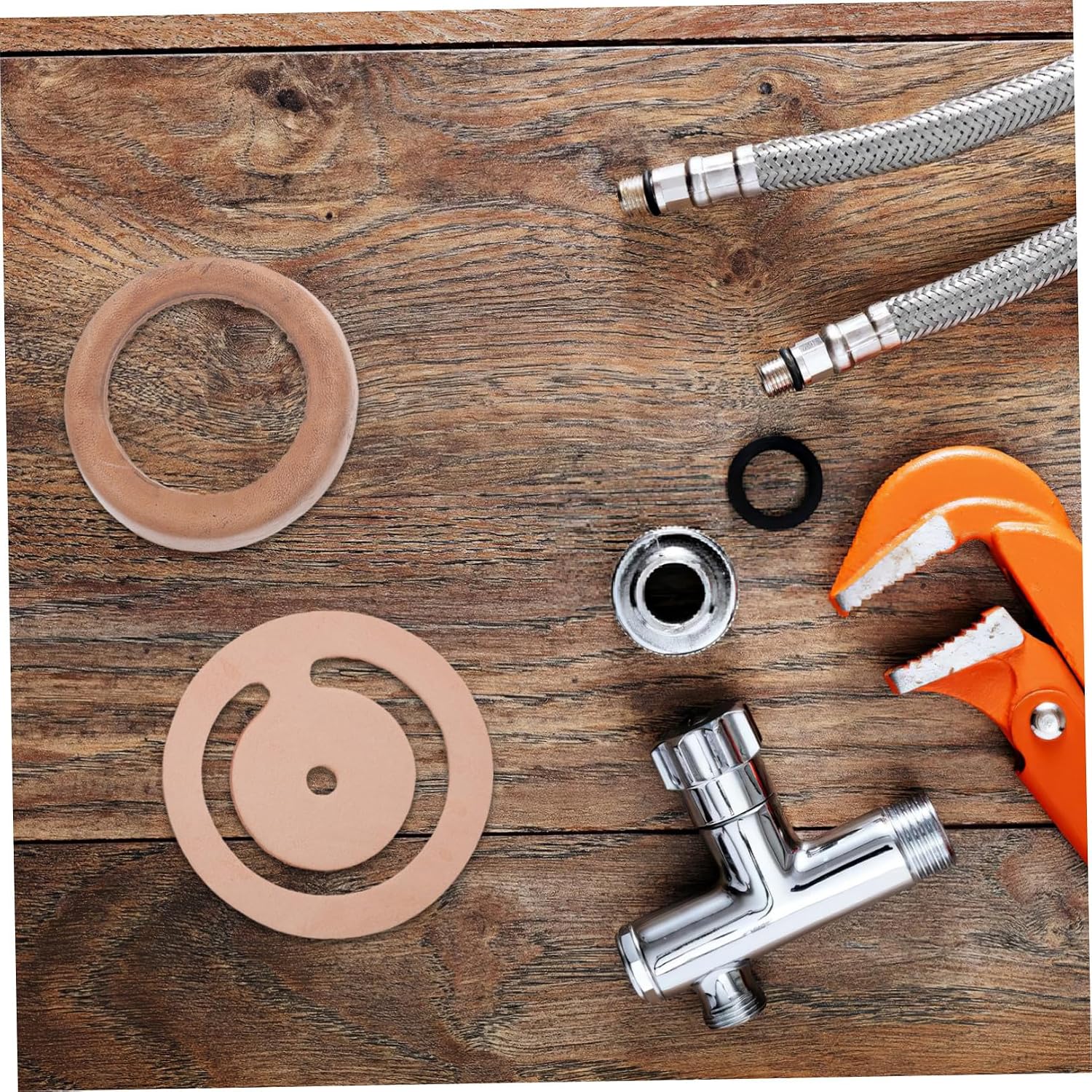 Beavorty 2pcs Water Pump Repair Kit with Leakproof Cattlehide Cup Seal and Stable Performance Mat, Replacement Hand Pump Parts for Outdoor Agricultural Well Use