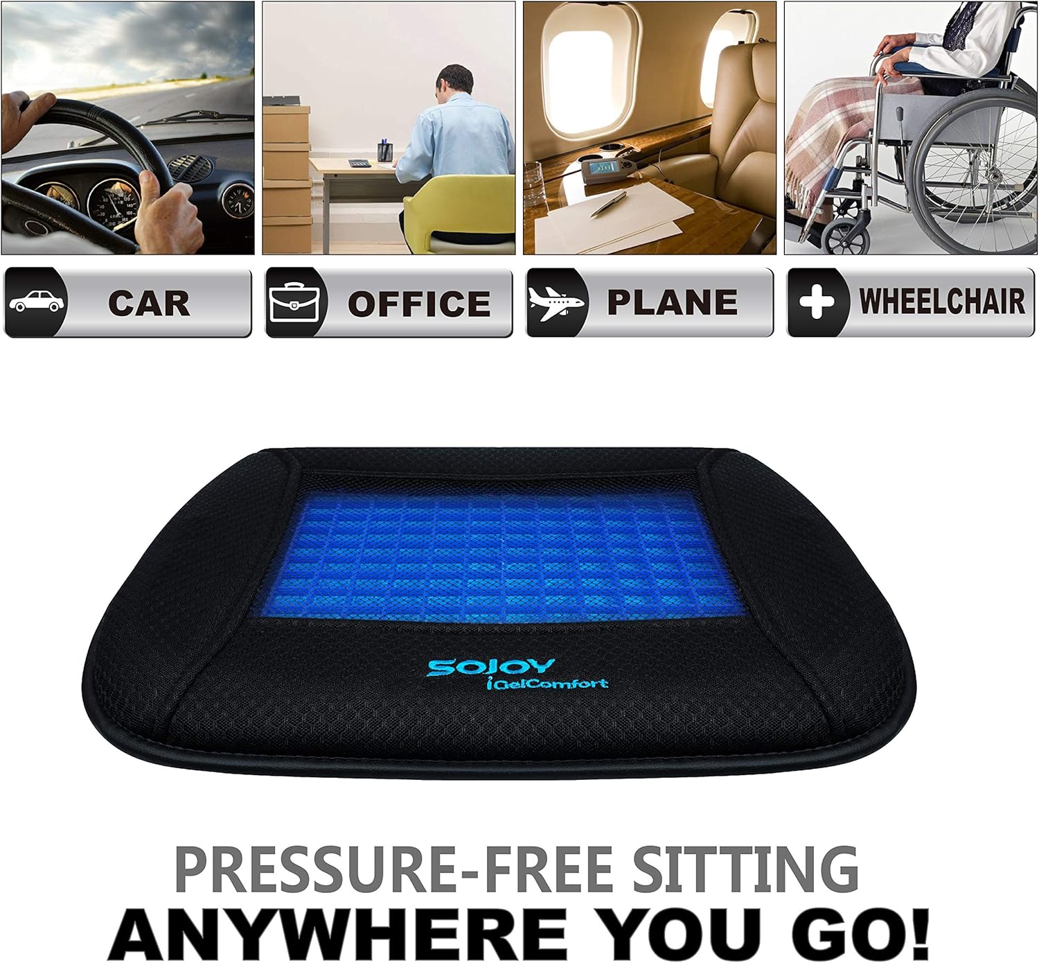 Up To 40% OFF Sojoy iGelComfot Gel Seat Cushion Coccyx Orthopedic Car Seat Cushion,Breathable Supportive Chair Cushion for Office Car (Black) (18x17x2) Crazy Clearance Sojoy iGelComfot Gel Seat Cushion Coccyx Orthopedic Car Seat Cushion,Breathable Supportive Chair Cushion for Office Car (Black) (18x17x2)