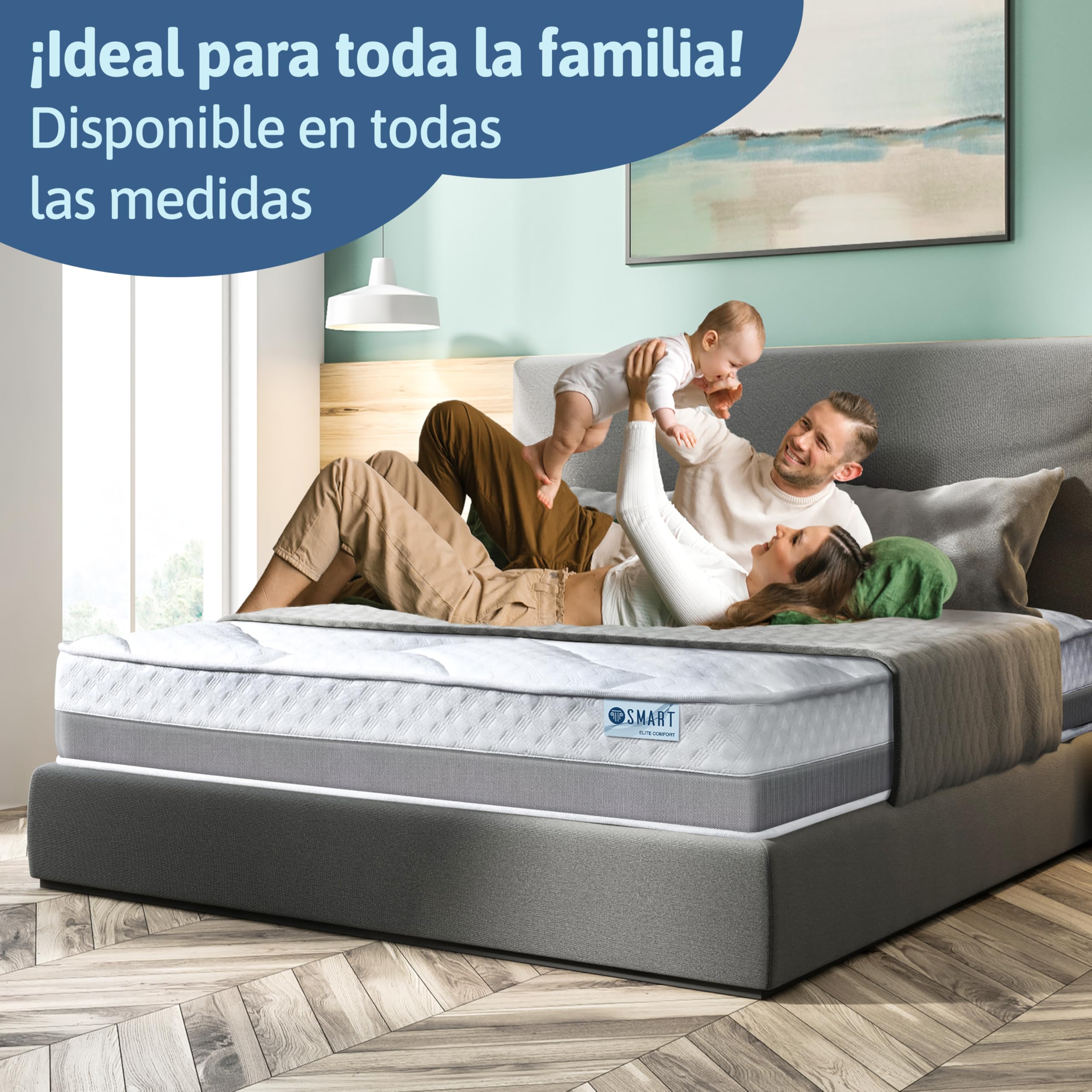Colchón ELITE SMART. VISCOINSTANT® “EFECTO NUBE”, libertad de movimientos, temperatura y acogida perfectos. Confortable NÚCLEO FLEXIBLE FIRMEZA MEDIA-ALTA. Disponible en todas las medidas