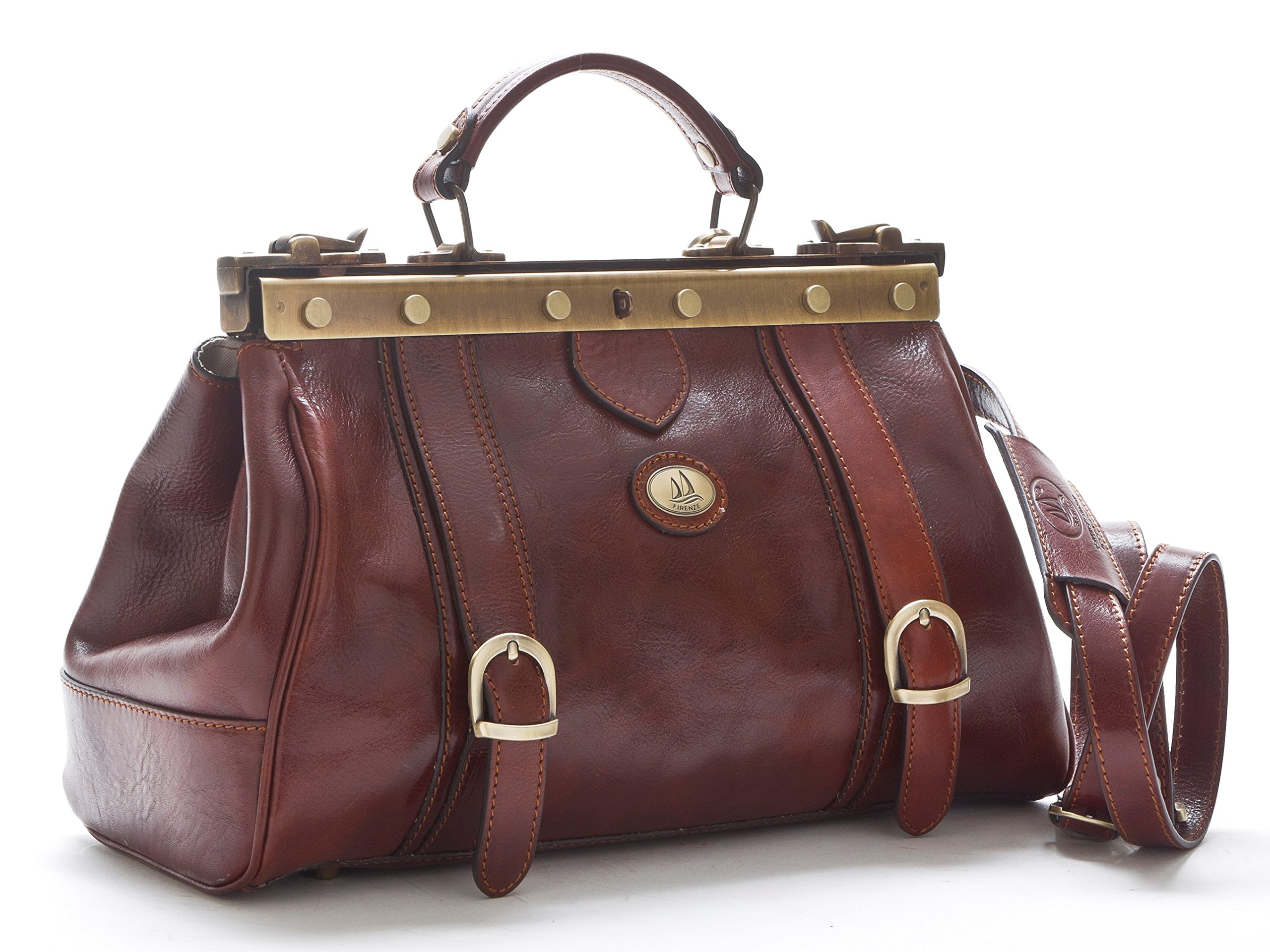 D&D - Arzttasche Old West aus echtem Leder - Made in Italy, braun, 34 x 15 x H 22