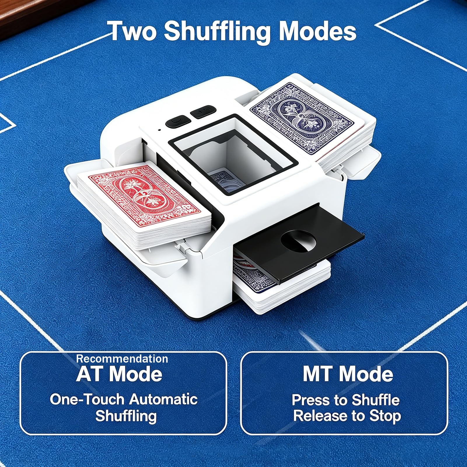 Mélangeur de cartes automatique 1-2 jeux de cartes pliable et portable - Étui à cartes - Machine pour poker, Blackjack, Texas Hold'em, jeux de cartes à domicile, UNO, Skip-Bo, Phase 10 | Haute vitesse et efficacité, gain de temps. Portable et pratique