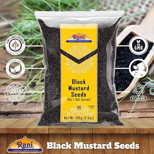 Miniatura 6 de Rani - Semillas de mostaza negra, especia entera (Kali Rai) 3.5 onzas (3.53 oz)  totalmente natural  Apto para gluten  Sin OMG  Vegano  Origen indio