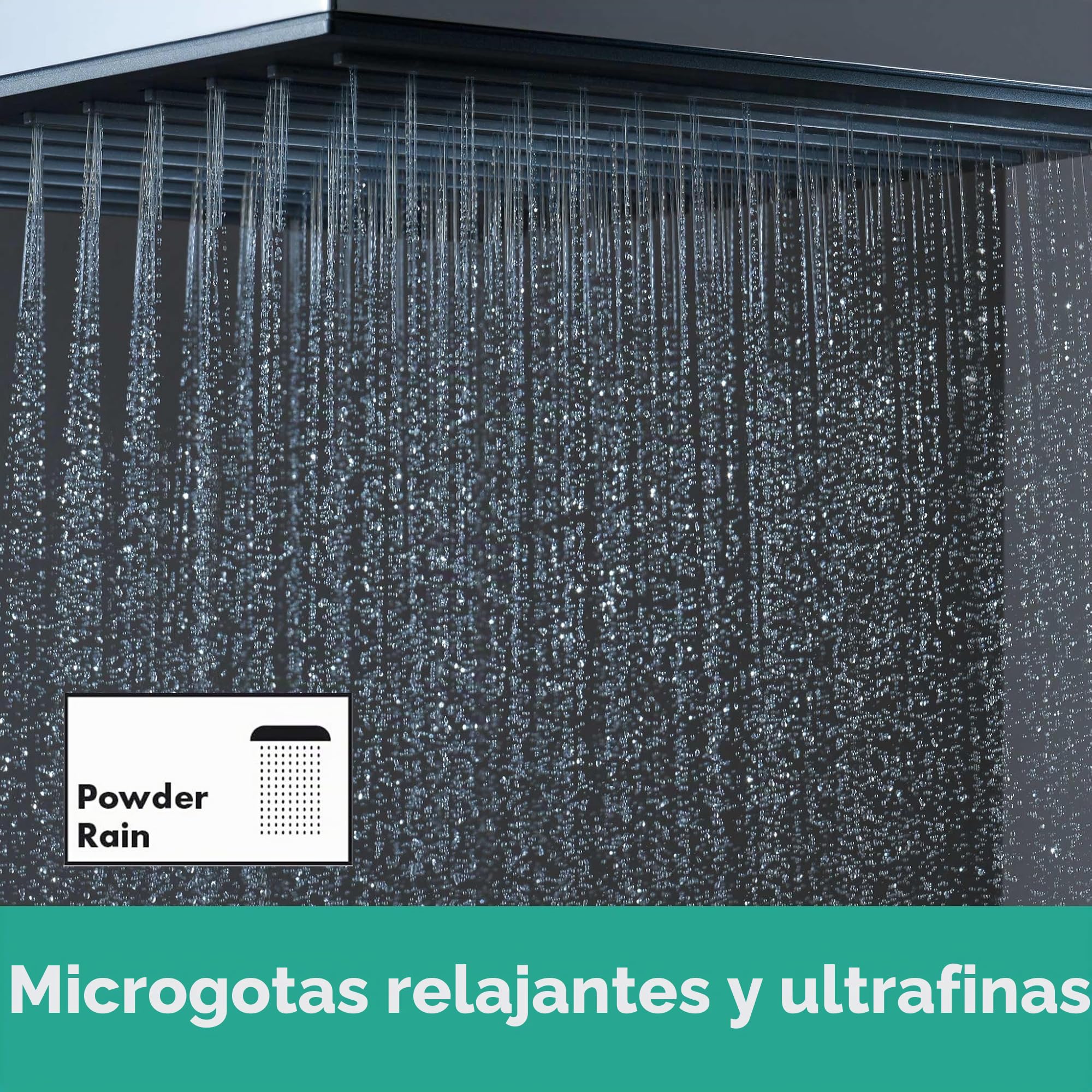 hansgrohe Pulsify E, rociador de ducha, ducha fija rectangular, cabezal de ducha lluvia con 1 tipo de chorro para conexión pared y techo, con sistema antical, cromo