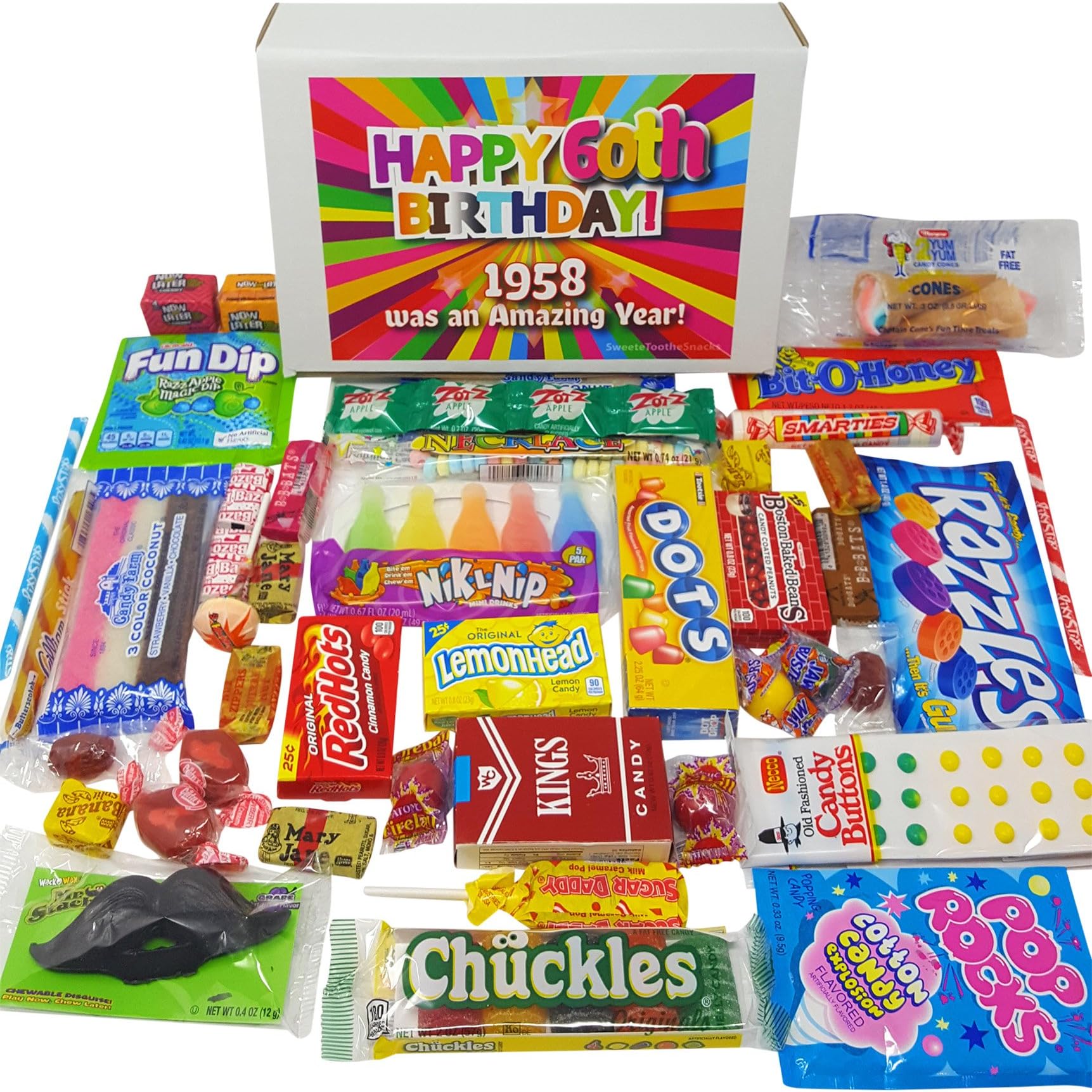 60th Birthday Candy Gift Box Full of Nostalgic Candy for 1958
