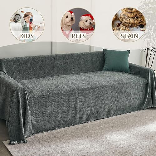 Miniatura 5 de Funda antideslizante para sofá modular de 2 cojines, funda de sofá modular de felpilla gruesa, protector de muebles suave para perros y mascotas,