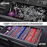 Vista 6 de WORKPRO Organizador magnético para llaves de vaso, portavasos SAE de 1/4 pulgadas, bandejas para llaves de vaso con capacidad para 26 piezas