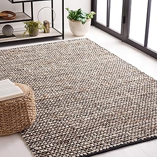 SAFAVIEH Natura Collection Area Rug - 5' x 8', Black & Ivory, Handmade F...