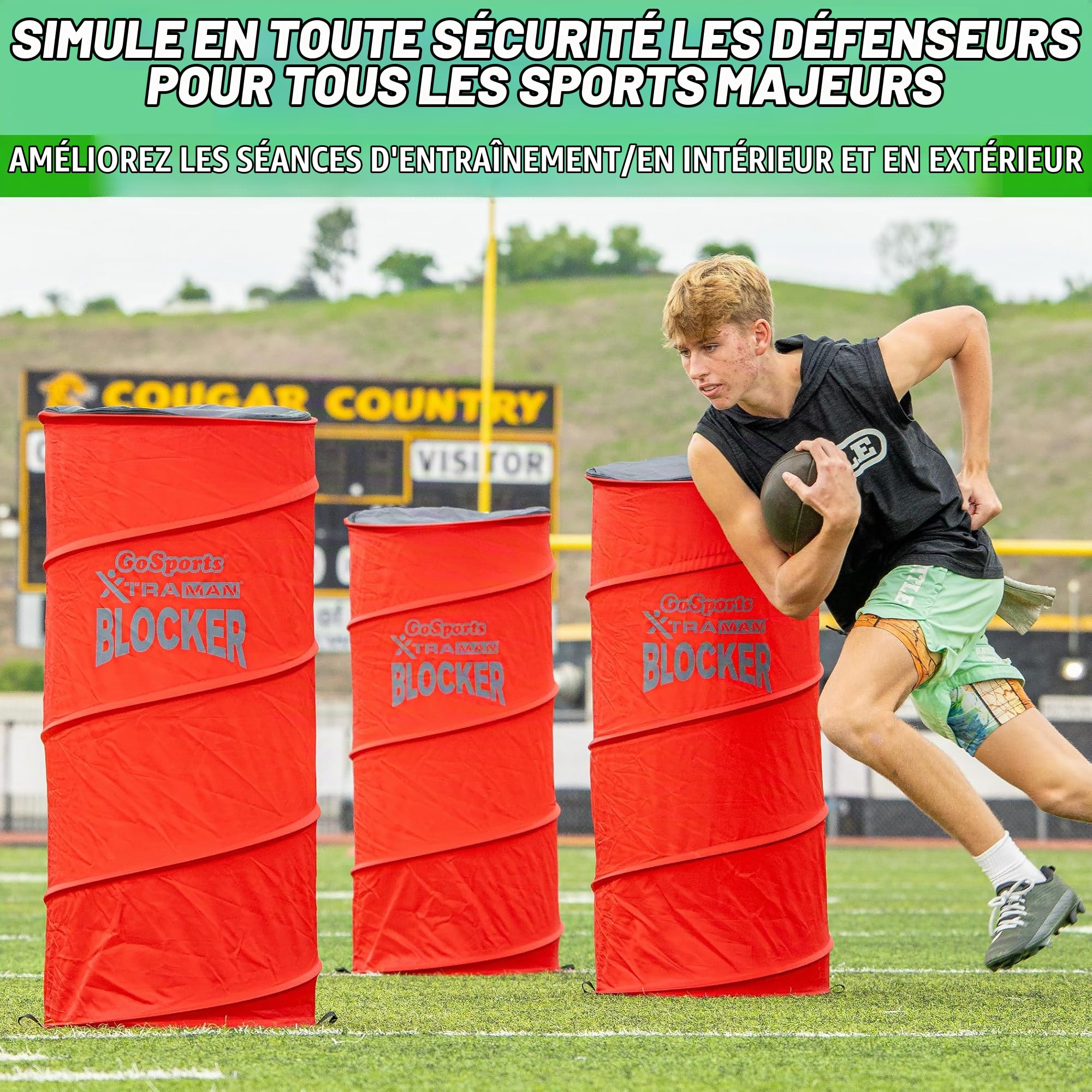 GoSports Xtraman Lot de 3 Défenseurs Pliables – Simulez en Toute Sécurité des Défenseurs pour Tous Les Principaux Sports – Basket-Ball, Football Américain, Football et Plus Encore