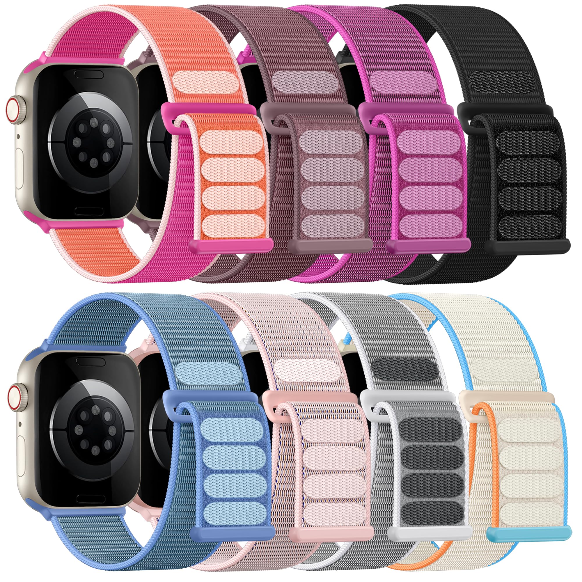 Lenrao Soft And Breathable Sport Nylon Loop Strap Compatible with Apple Watch Bands 38/40/41MM, 42/44/45/49MM, Women Men Adjustable Straps Compatible