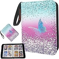Vista 1 de Carpeta de tarjetas coleccionables para 4 bolsillos, 480 tarjetas con 60 fundas extraíbles con cremallera de protección, pulsera de fácil