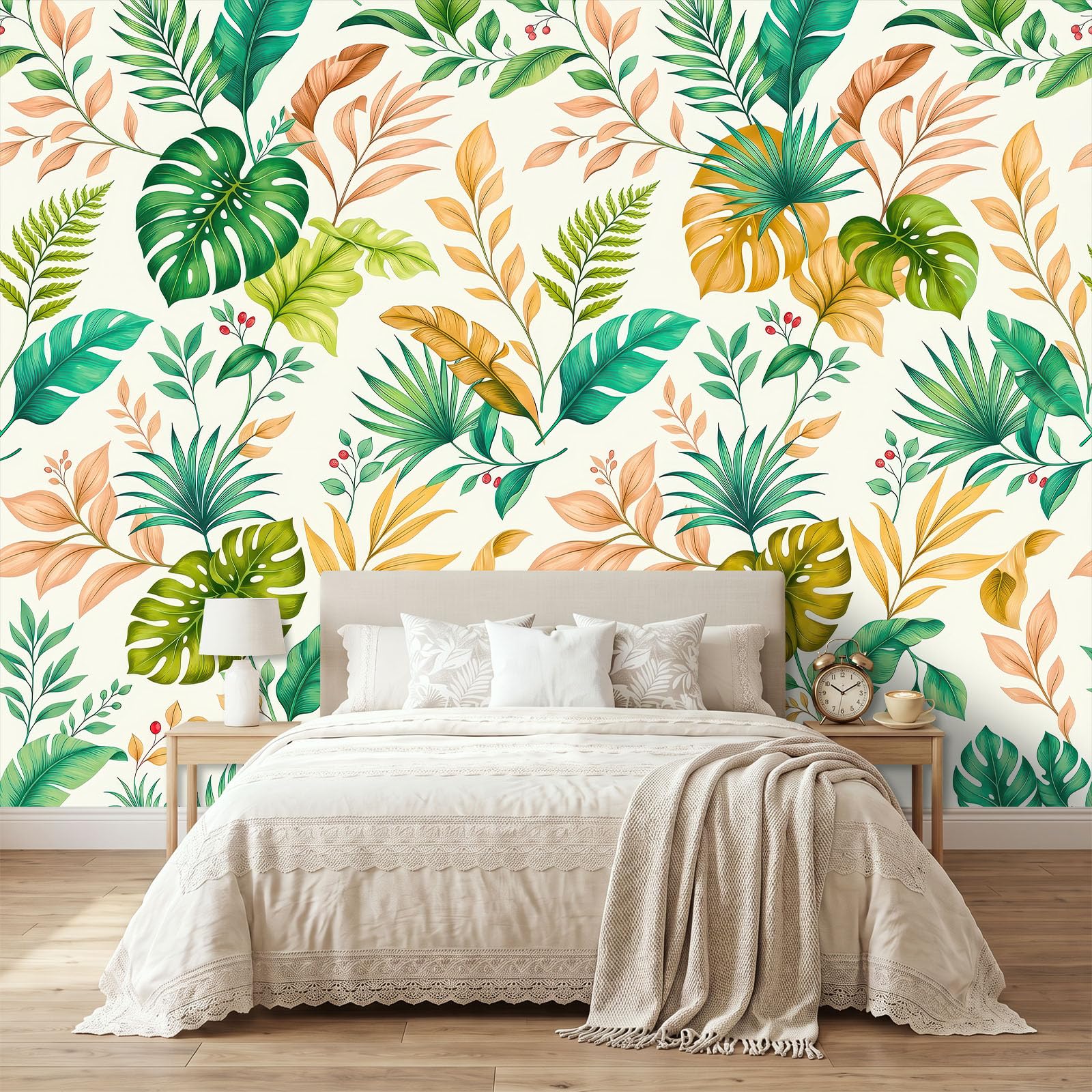 Tropikalne Monstera Liście Palmy Tapeta Fototapeta