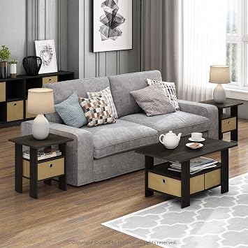 FURINO Living Table, Low Table, Andrey Series, With Drawer, Espresso/Brown, Width 18.9 x Depth 31.5 x Height 15.6 inches 48 x 80 x 39.6 cm