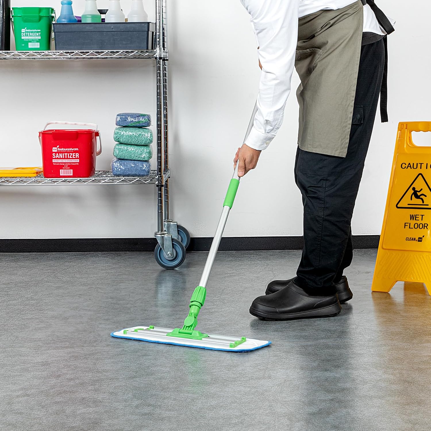 Restaurantware Aluminum Mop Frame - 16 Inch - Lightweight Swivel Cleaning Tool - Industrial Slim Design - Green
