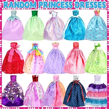 82 Pack Doll Clothes and Accessories - 2 Princess Dresses 1 Evening Dresses 5 Fashion Dresses 2 Tops 2 Pants 2 Bikini Swimsuits 20 Shoes 48 Accessories Size Suit for 11.5 Dolls for Ages 6 7 8 9 10