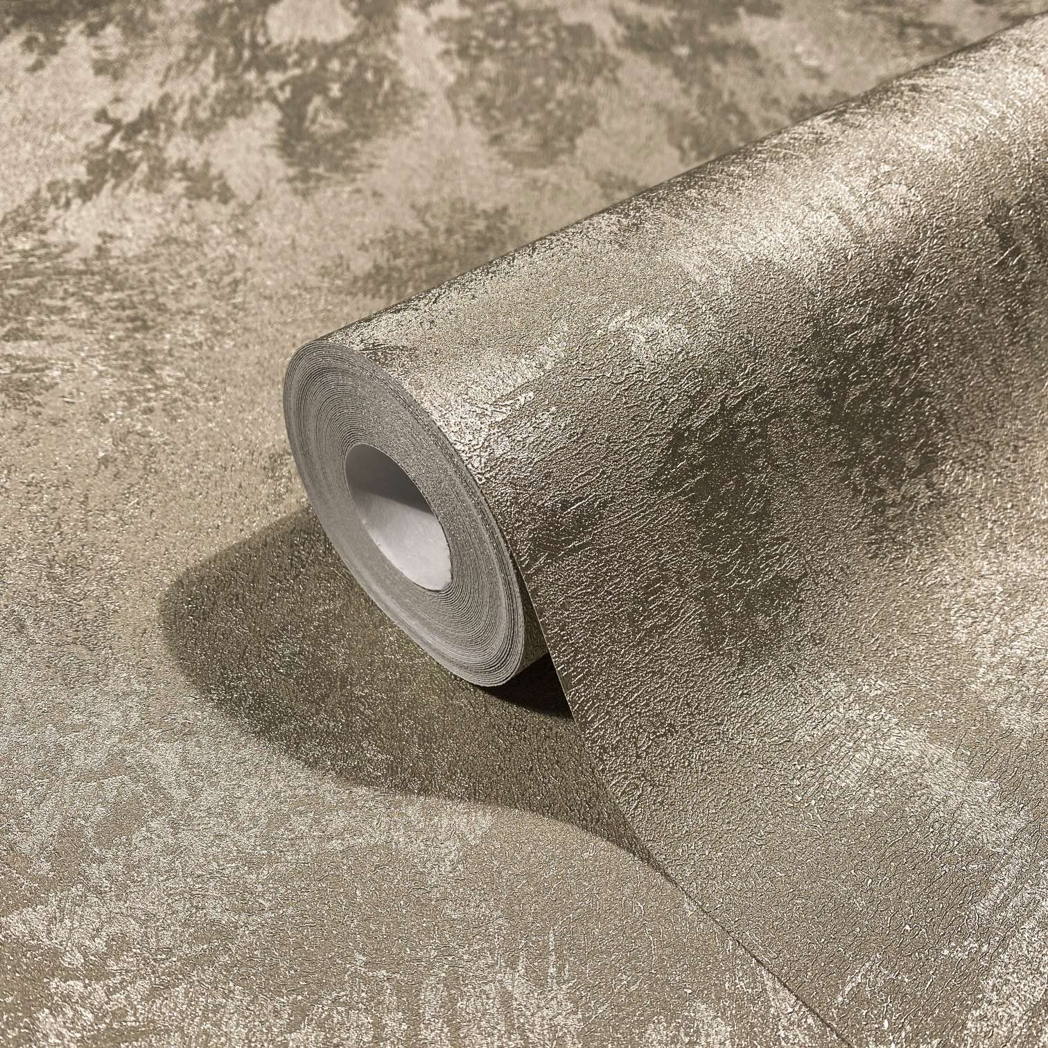 CONCORD WALLCOVERINGS ™ Classic Wallpaper Roll, Textures & Metallic Design in Gold & Bronze, Non-Self-Adhesive, Lightly Textured Surface – 32.8ft x