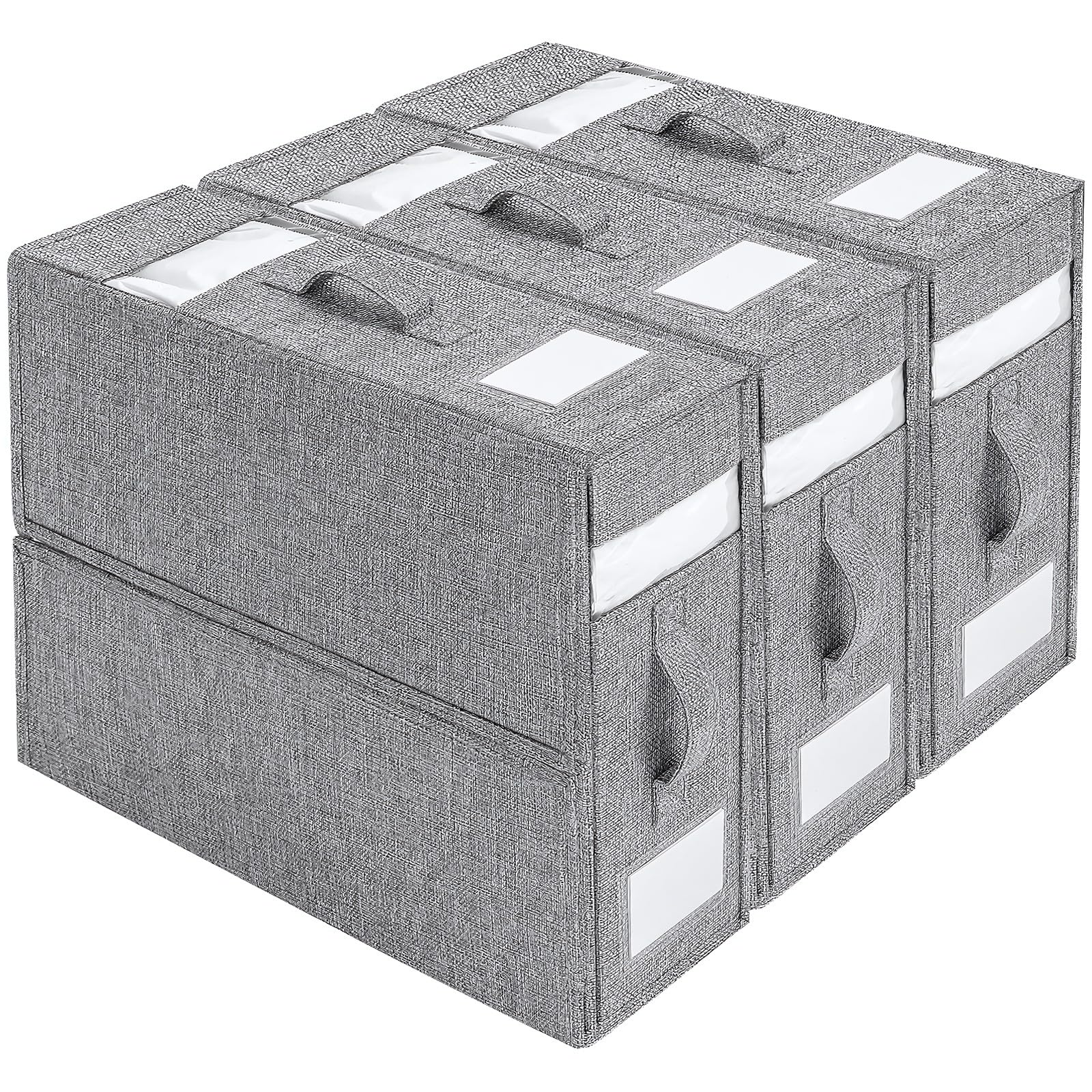 3 Piezas Organizador Sabanas Armario Plegable, Organizador Ropa De Cama Caja Almacenamiento para SáBanas y Frazada (Gris)