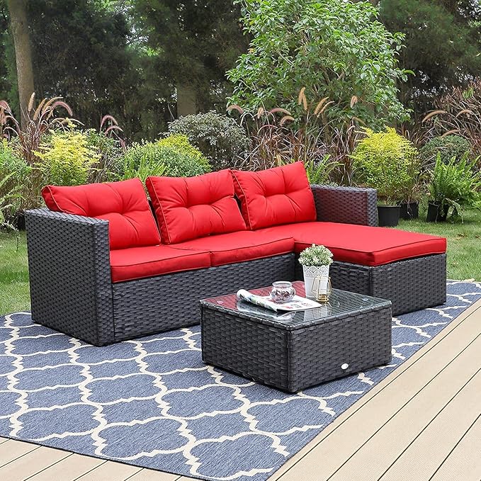 PHI VILLA Patio Sectional Clearance Manual Weaving Wicker
