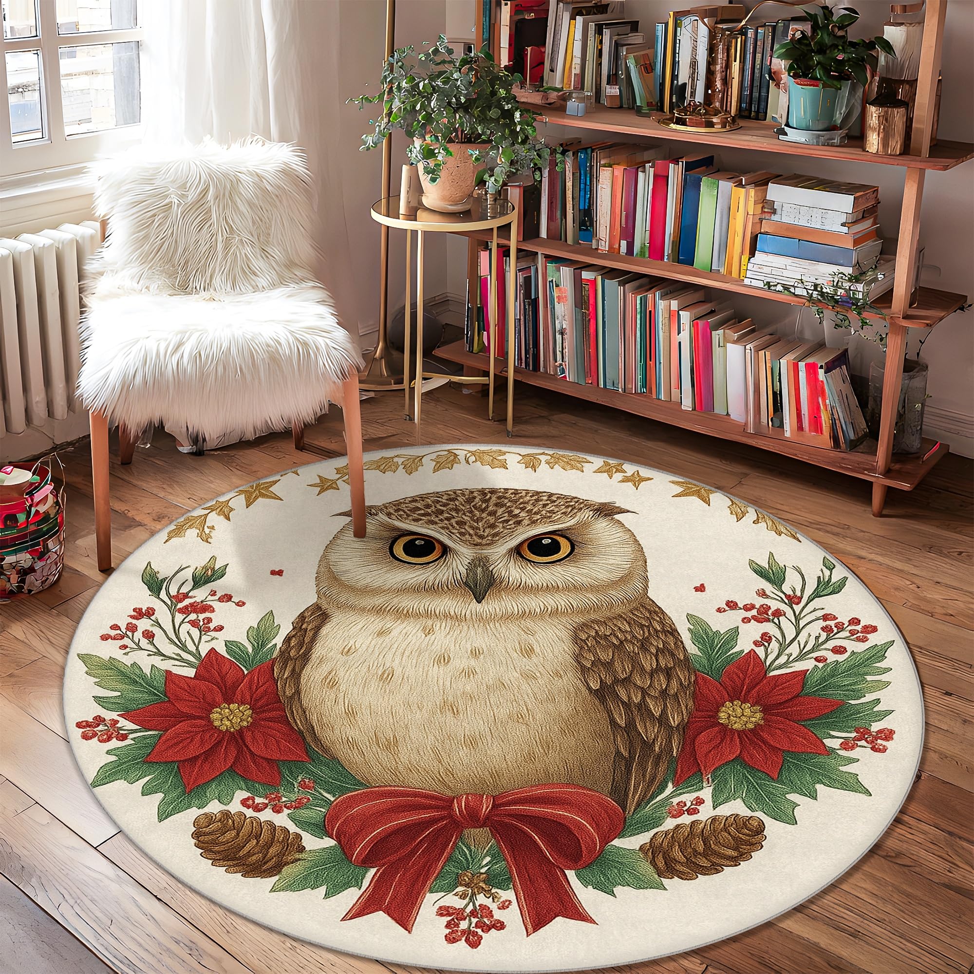 Tapis de Noël rond 120 cm avec envers antidérapant robuste