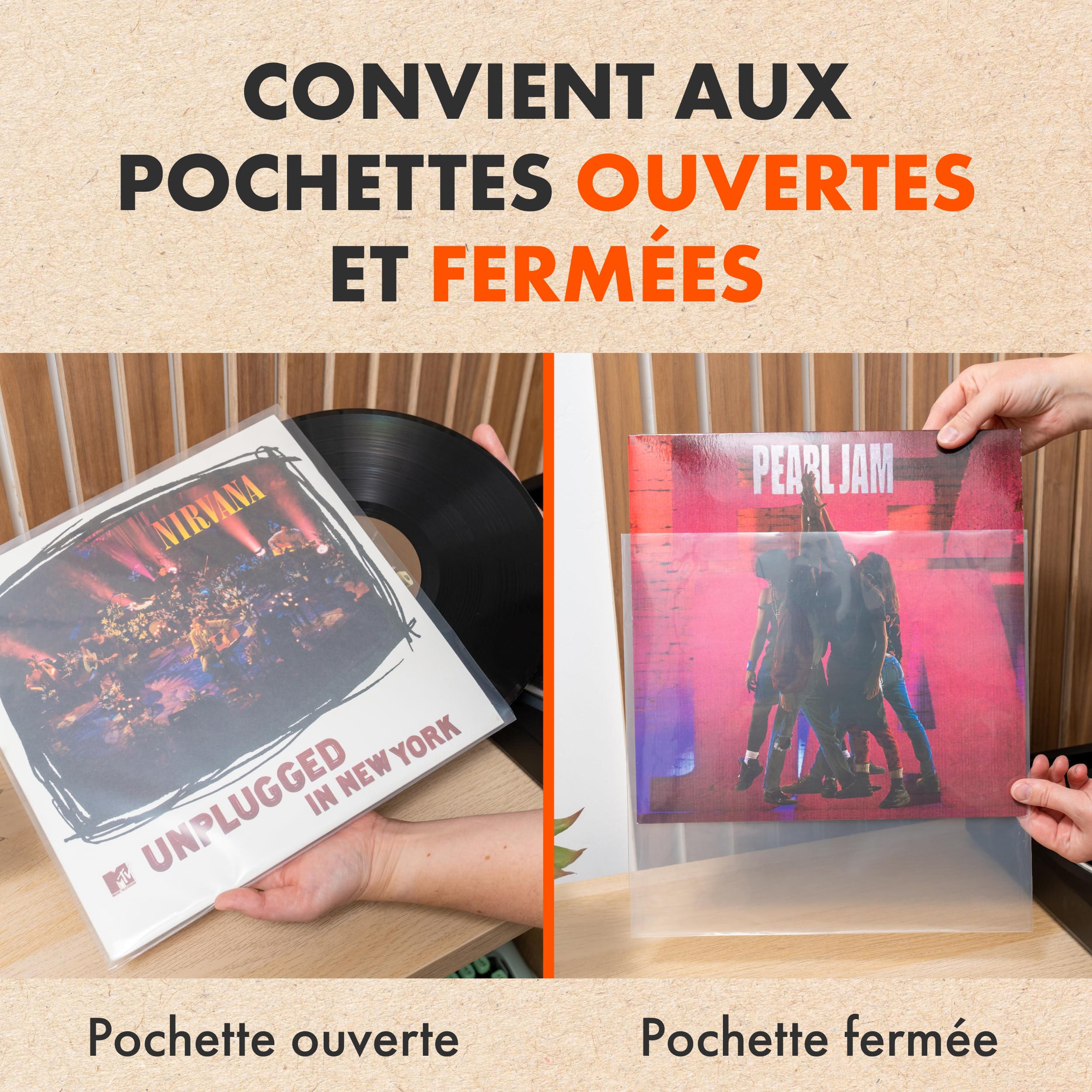 Spincare 50x Pochettes extérieures 33 Tours avec protection UV pour vinyles | Density pochette de protection LP simple & double album | polyéthylène robuste archivage pour rangement de disques vinyles