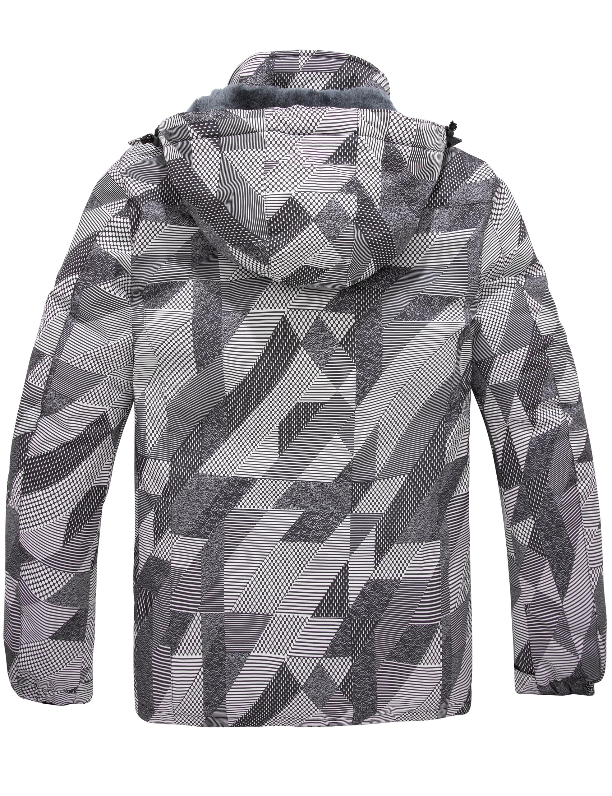 Wantdo Giacca da Sci Montagna Calda Invernale Parka da Neve Imbottita Cappotto da Snowboard in Pile Giubbotto con Cappuccio Impermeabile Uomo