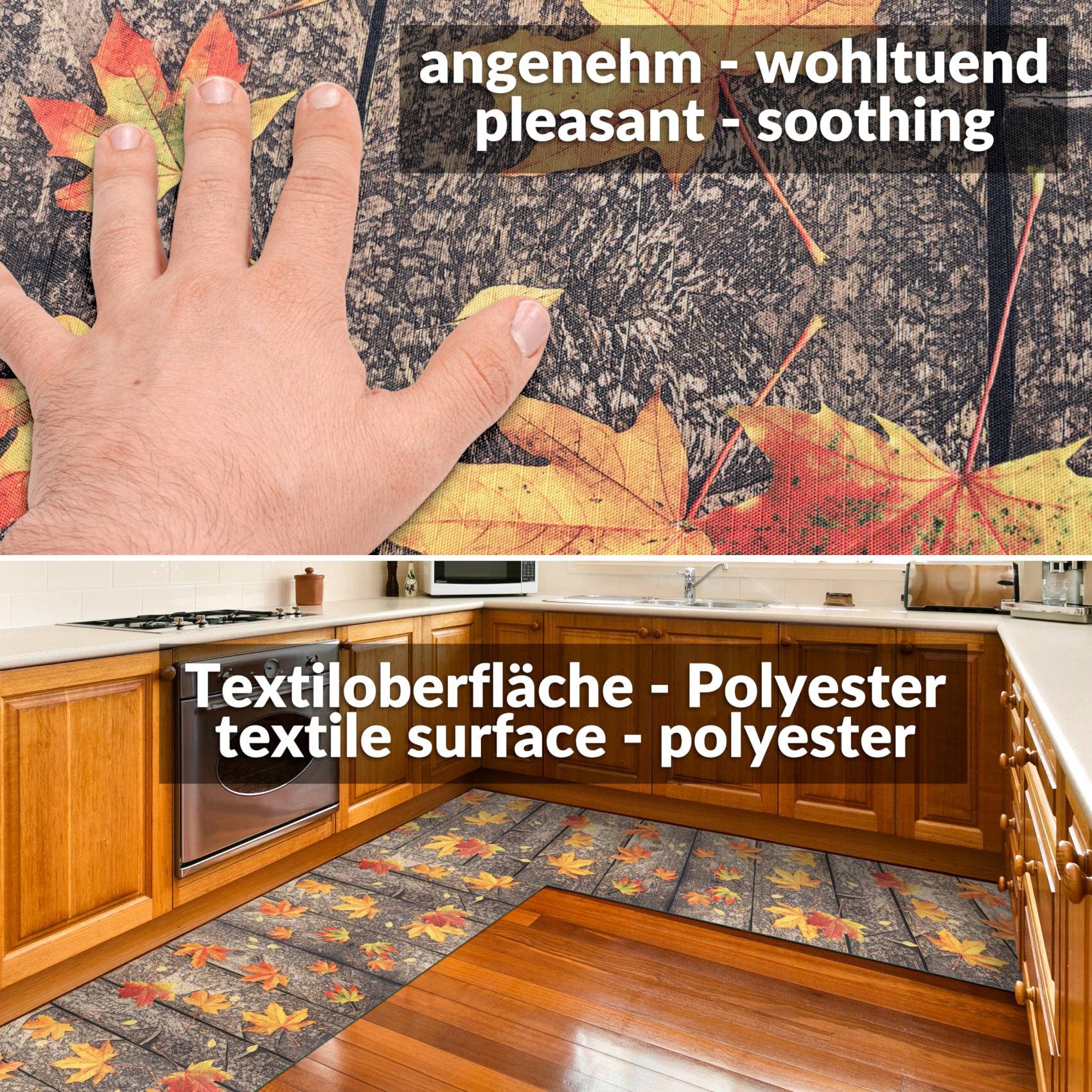 ANRO Küchenteppich Küchenläufer Teppich Läufer Küche abwischbar rutschfest Design Herbst 280 x 52cm