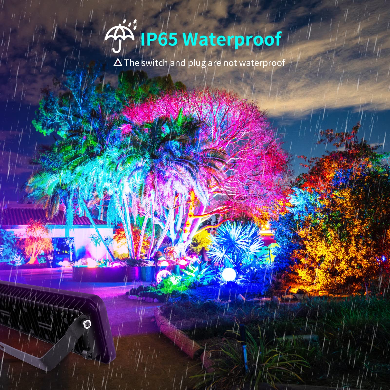 Viugreum 2pack Led UV+RGB Schwarzlicht 50W watt Strahler Außen IP65 Wasserdicht Fluter Scheinwerfer mit Netzkabel 1.5m Stecker Fernbedienung Schwarzlichtlampe für Weihnachten Party Bar Garten