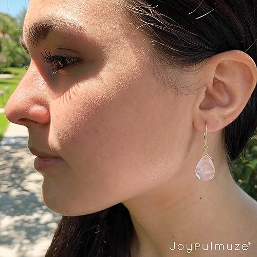 Miniatura 4 de Pendientes de Gemas Naturales, Joyería Colgante con Gota de Plata de Ley Hipoalergénica 925, Regalo para Mujeres Hecho a Mano en EE. UU