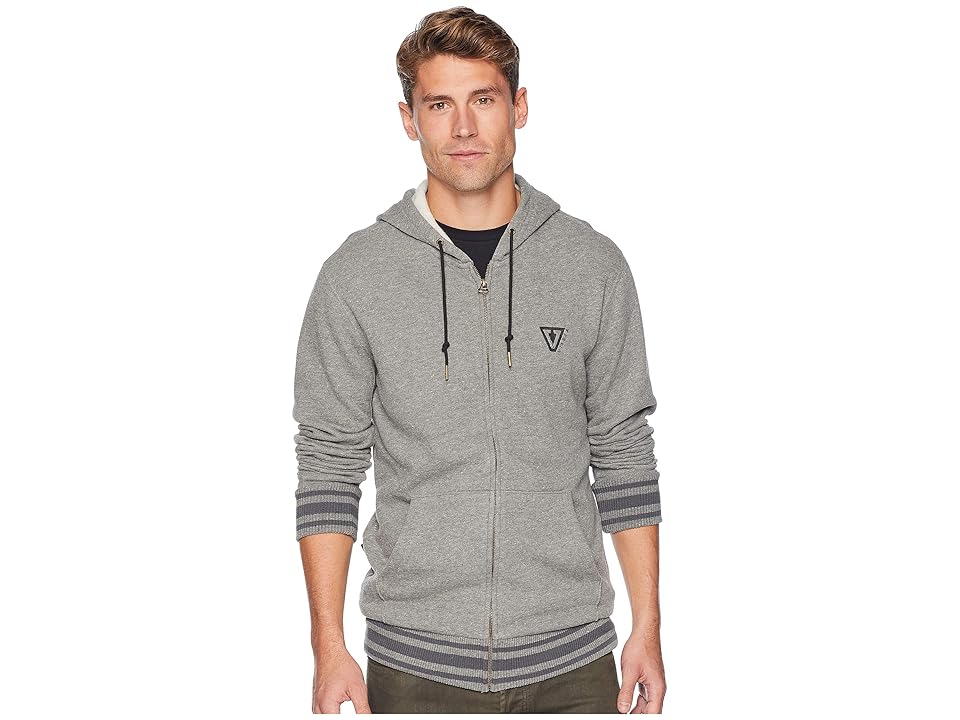 

VISSLA Established Zip Hoodie (Charcoal Heather) Men's Sweatshirt, Gray