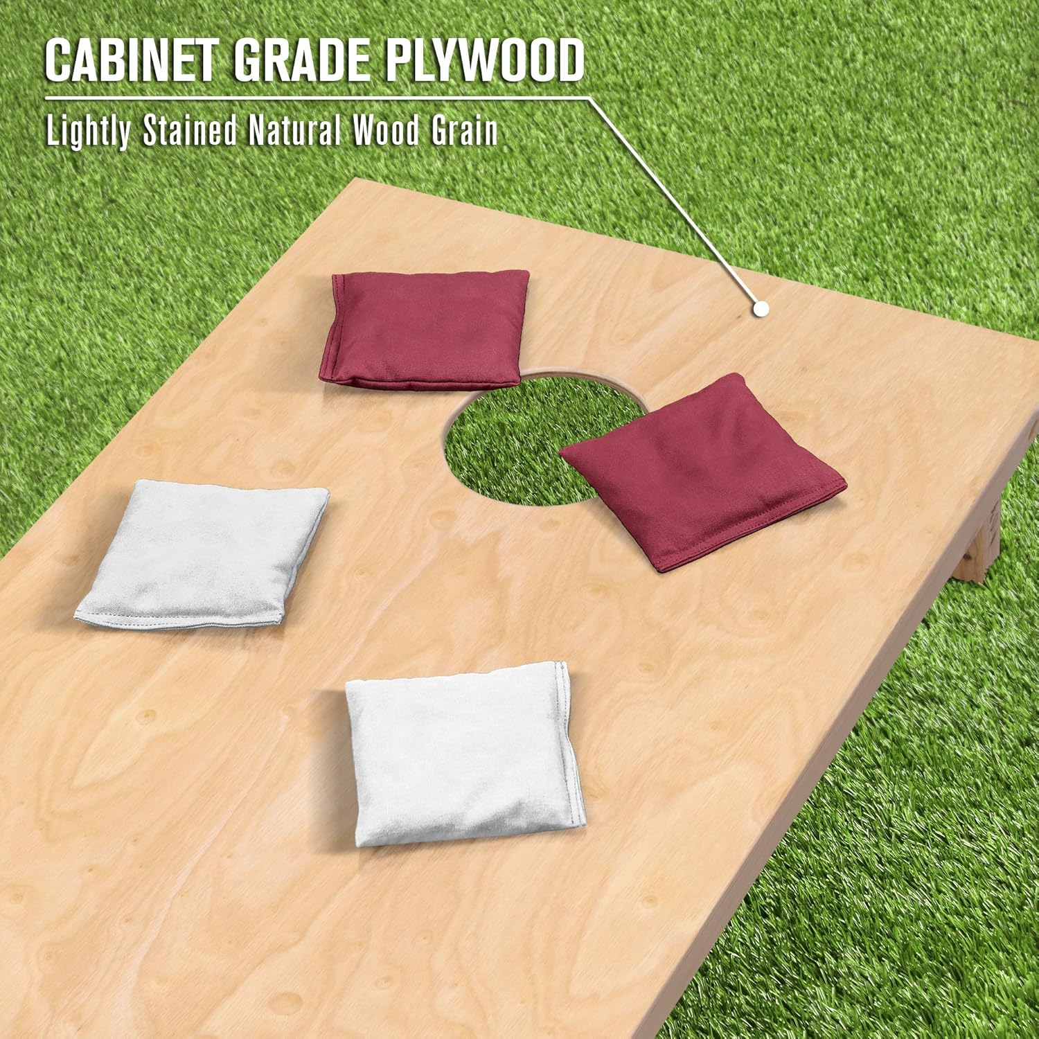 GoSports Regulation Size Wooden Cornhole Set with Natural Wood Finish - Includes Carrying Case