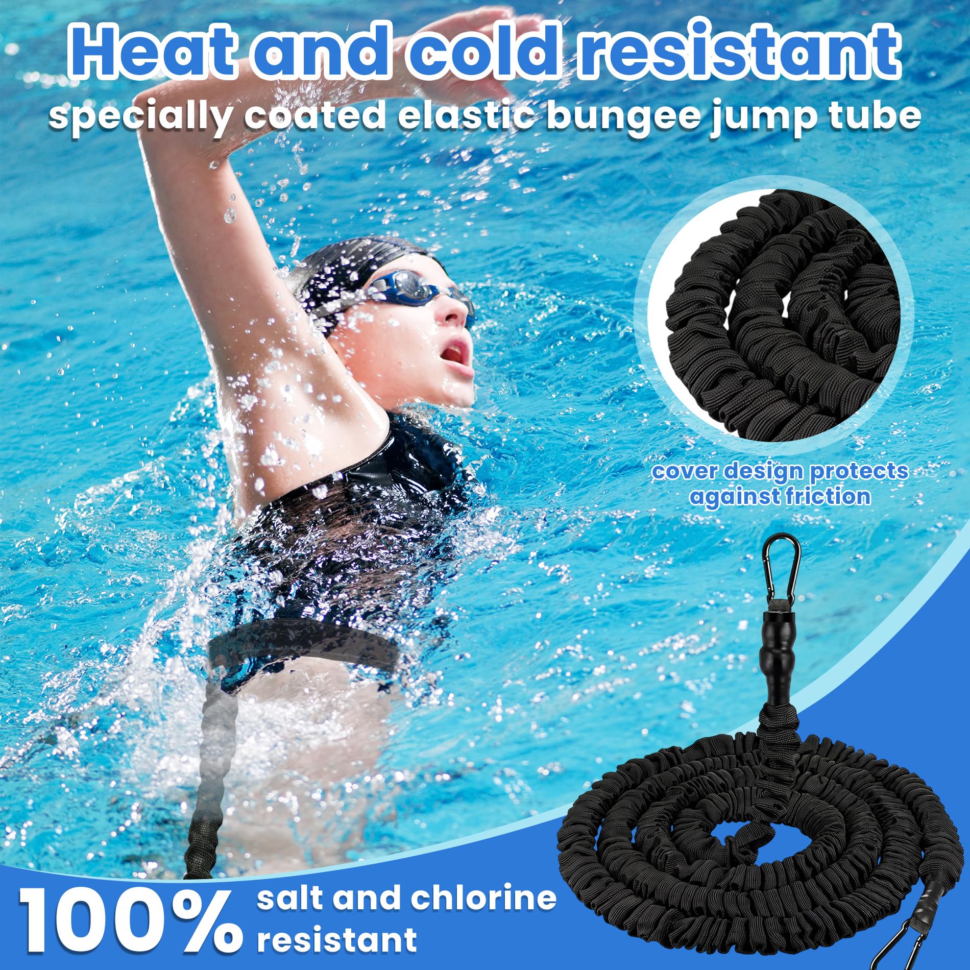 Schwimmgurt für Pool|2.5-7.5M Einstellbare Schwimmwiderstand Gürtel|Schwimmgurt Pool Erwachsene Kinder|Schwimmtrainer Gürtel|Schwimmhilfe Zum Einhängen Widerstandsband Schwimmen Pool