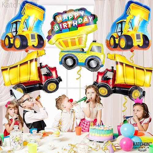 Miniatura 6 de Globos de construcción enormes de 40 pulgadas para decoraciones de segundo cumpleaños, globos azules Tiffany con el número 2 con globos de camión de